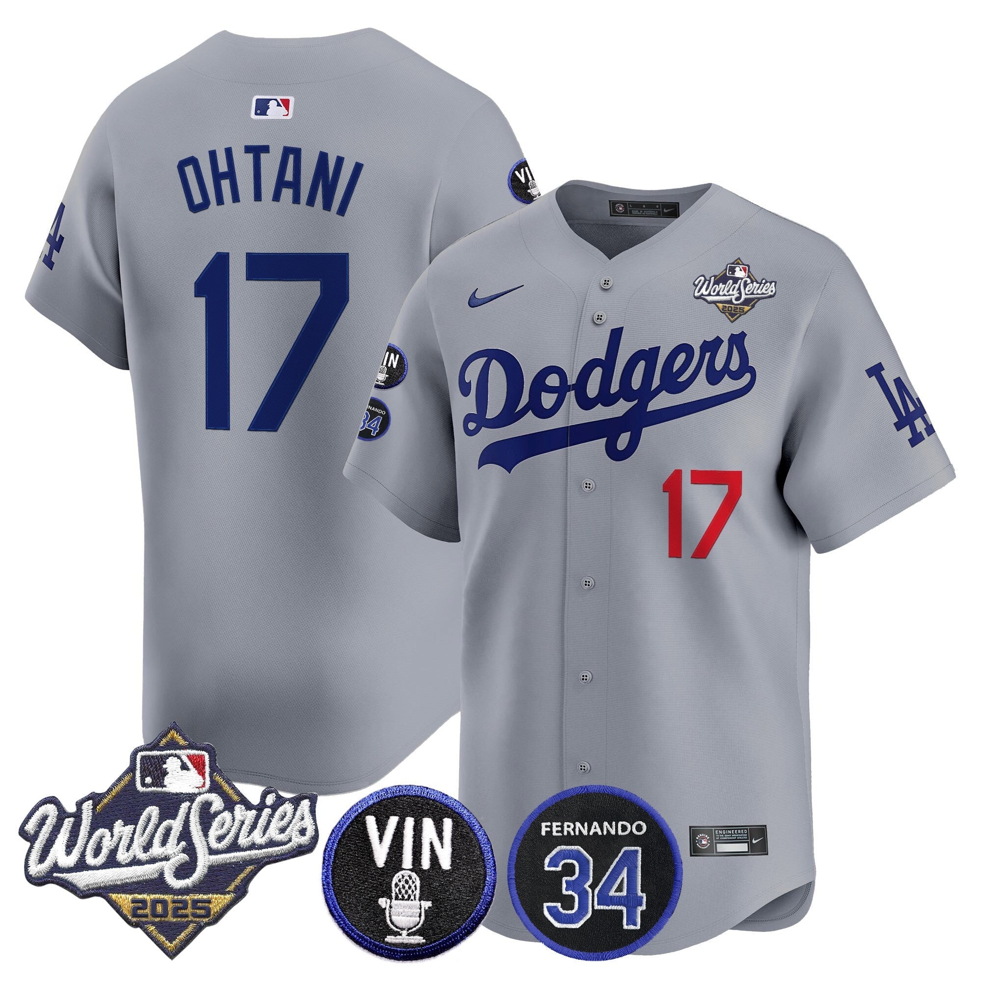 Men’s 2025 World Series Vapor Premier Limited Jersey – Vin Scully & Fernando Patch