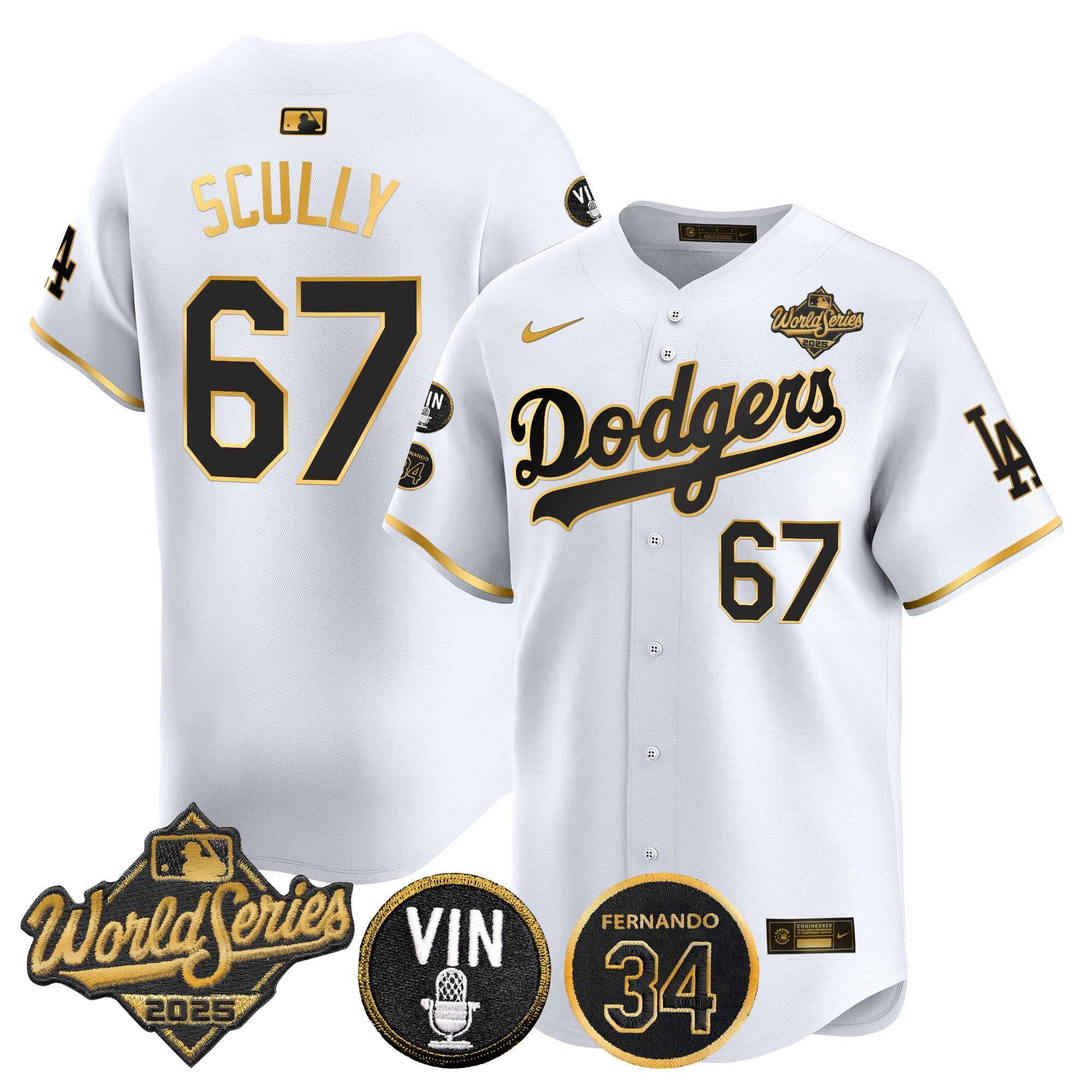 Men’s 2025 World Series Vapor Premier Limited Jersey – Vin Scully & Fernando Patch