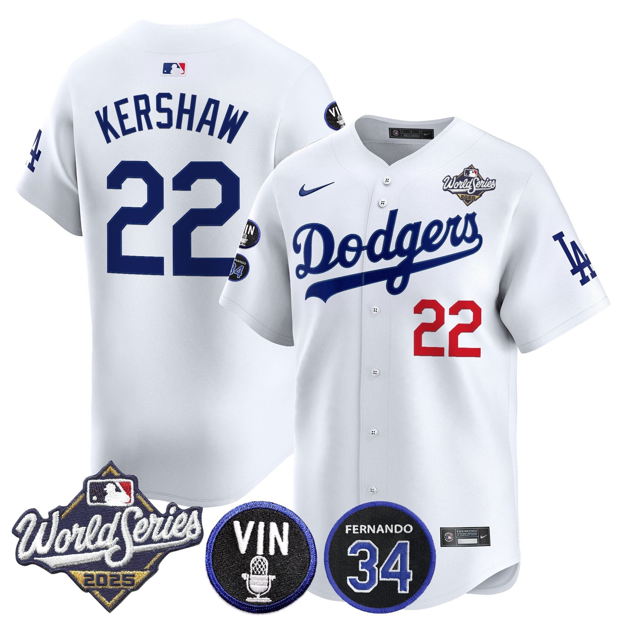 Men’s 2025 World Series Vapor Premier Limited Jersey – Vin Scully & Fernando Patch