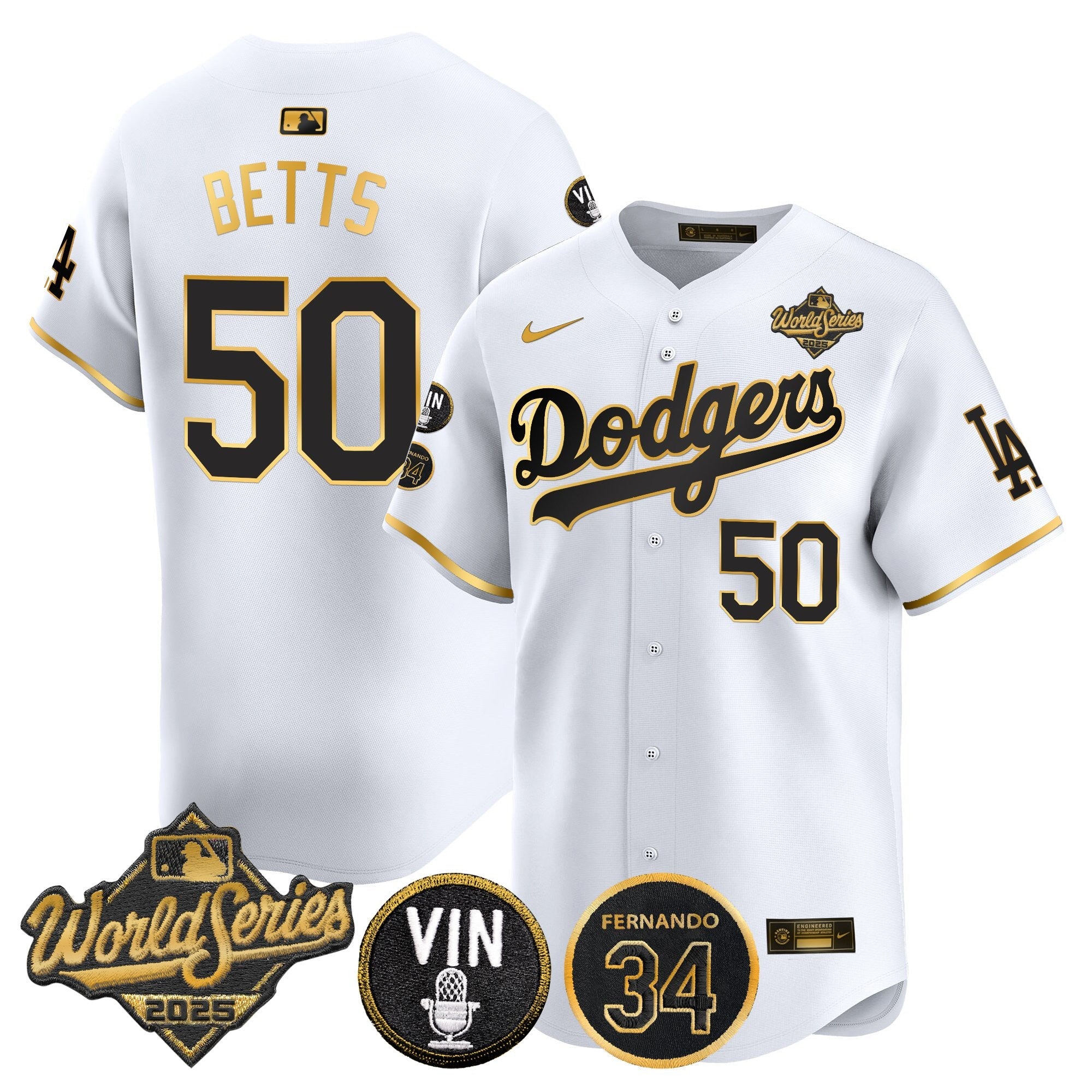 Men’s 2025 World Series Vapor Premier Limited Jersey – Vin Scully & Fernando Patch
