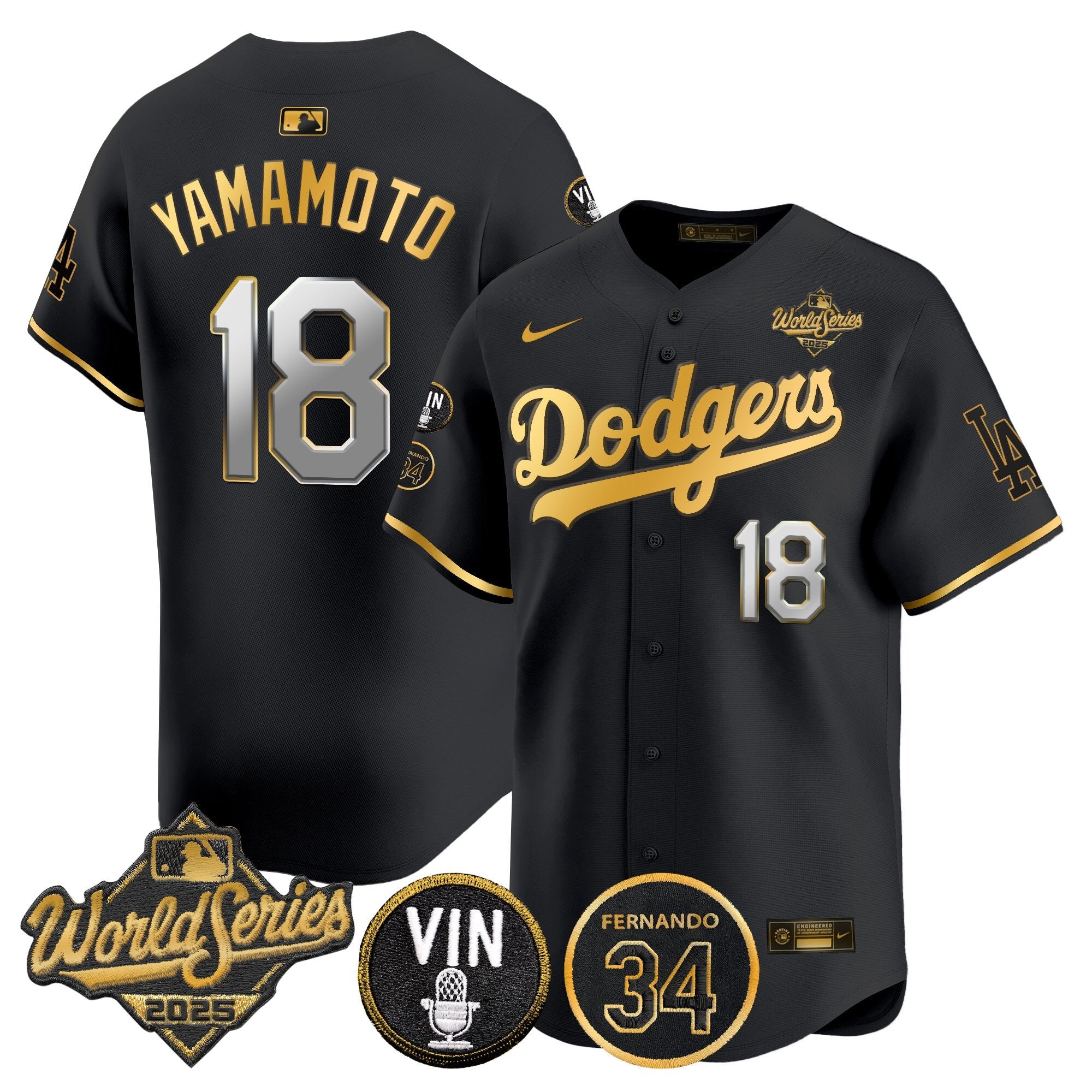 Men’s 2025 World Series Vapor Premier Limited Jersey – Vin Scully & Fernando Patch