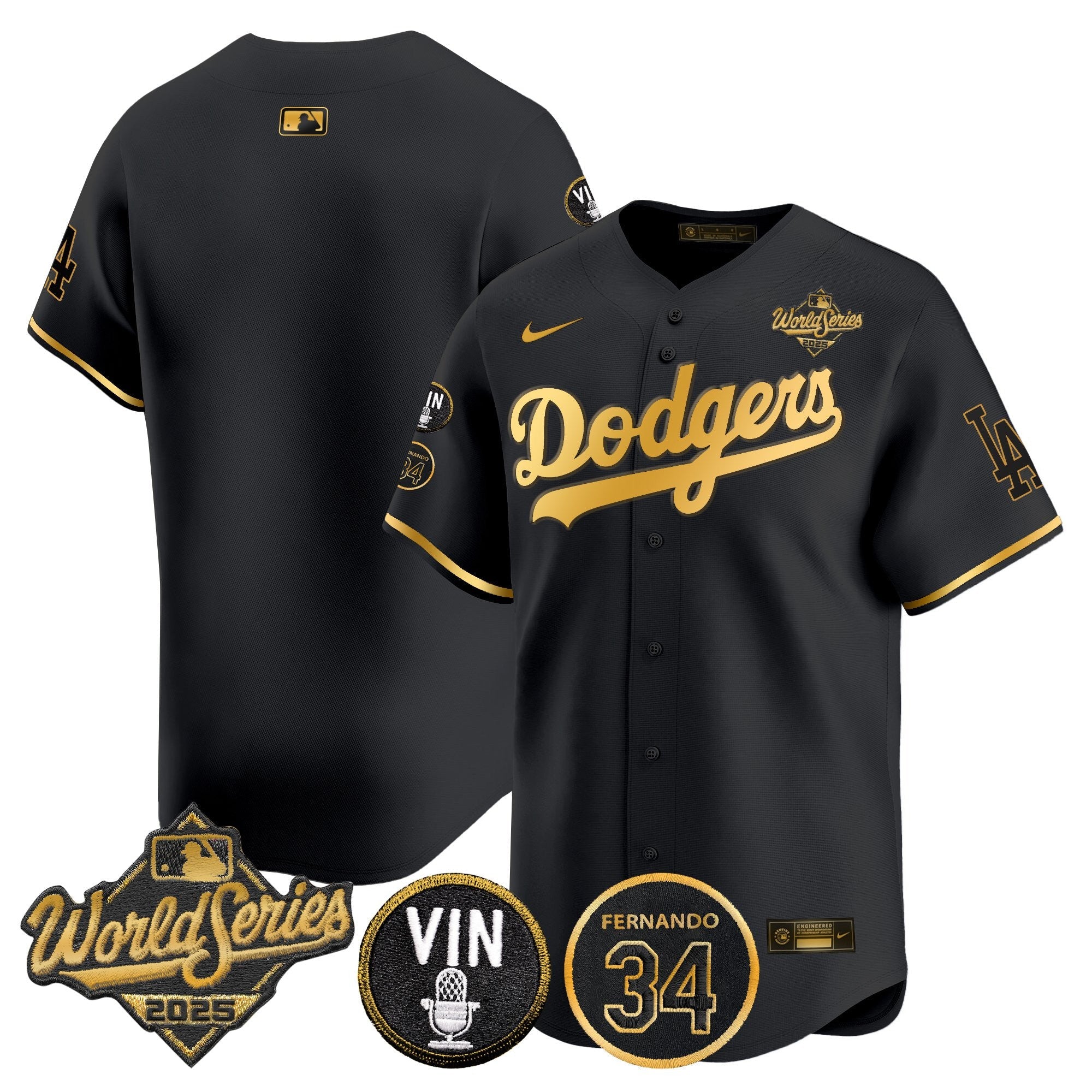 Men’s 2025 World Series Vapor Premier Limited Jersey – Vin Scully & Fernando Patch