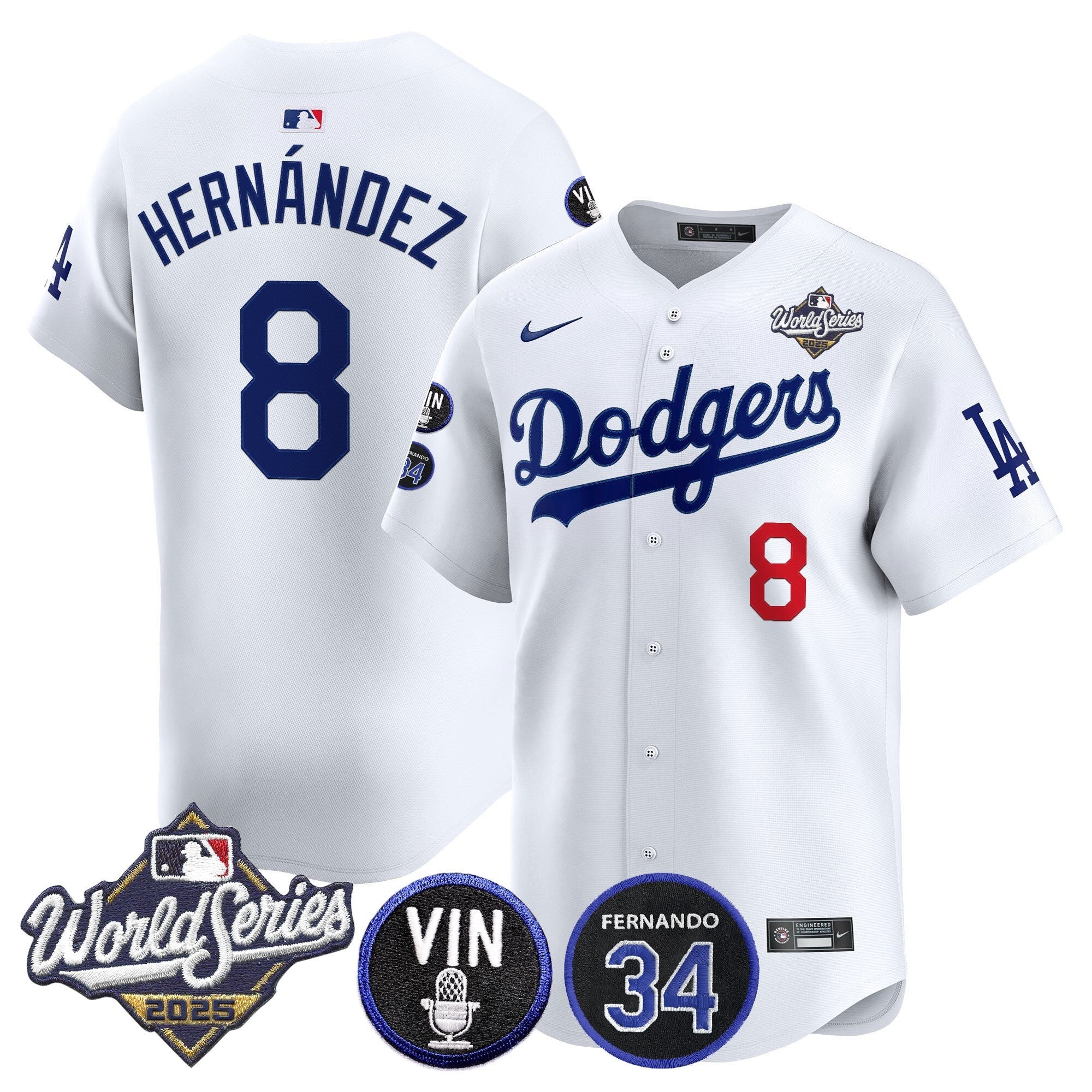 Men’s 2025 World Series Vapor Premier Limited Jersey – Vin Scully & Fernando Patch