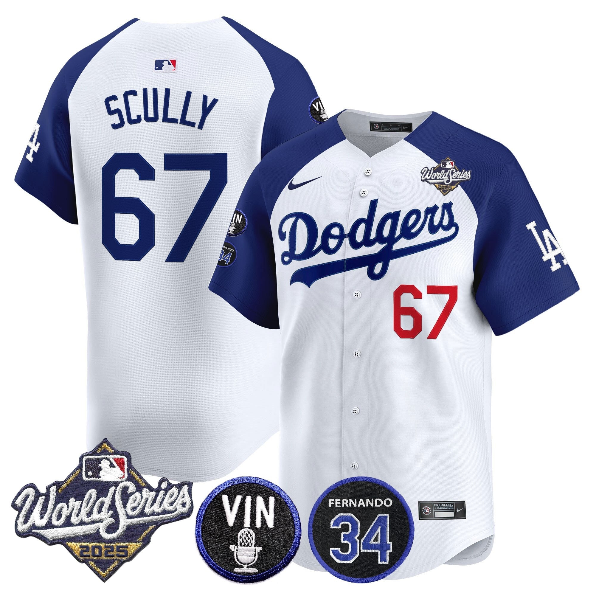 Men’s 2025 World Series Vapor Premier Limited Jersey – Vin Scully & Fernando Patch