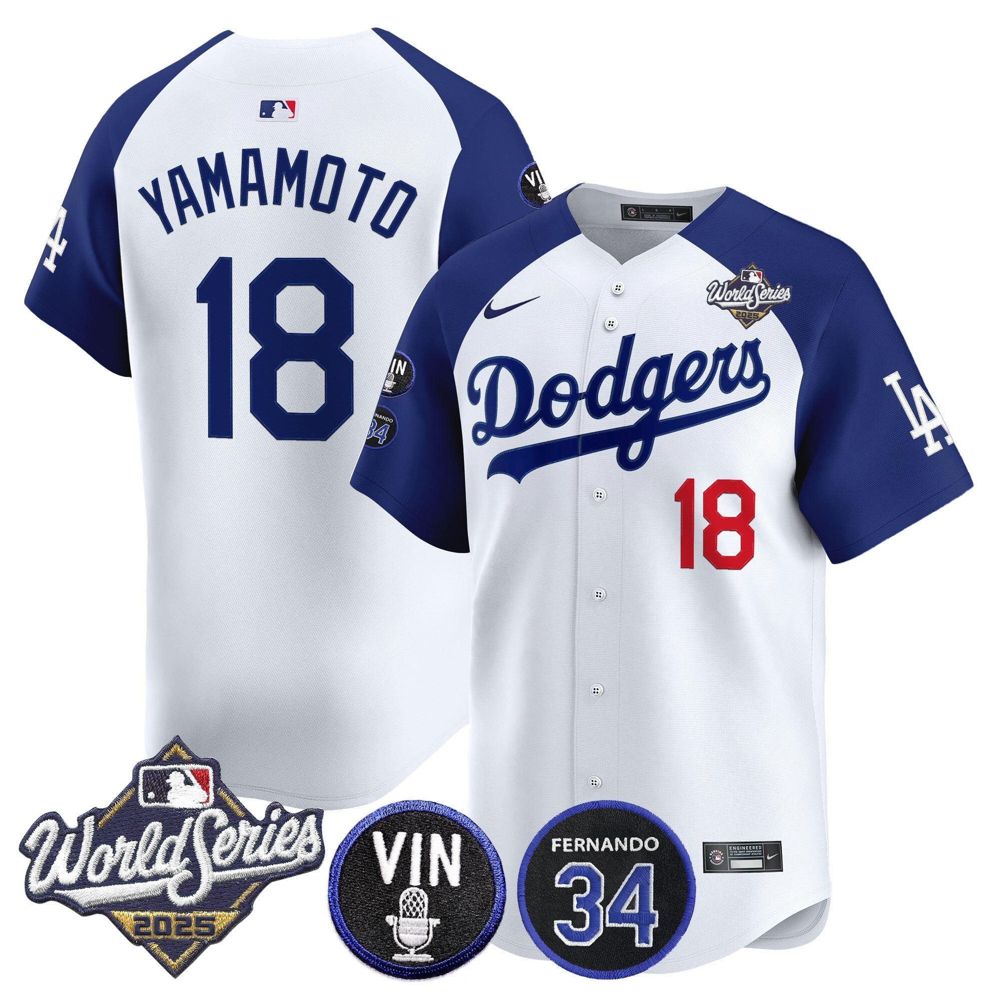 Men’s 2025 World Series Vapor Premier Limited Jersey – Vin Scully & Fernando Patch