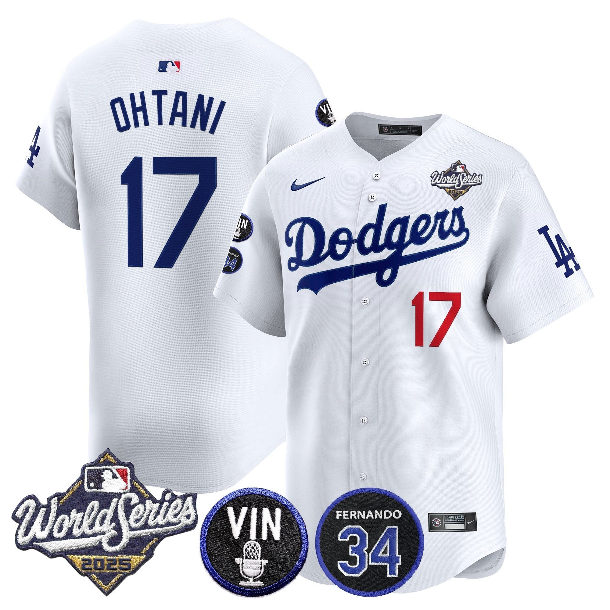 Men’s 2025 World Series Vapor Premier Limited Jersey – Vin Scully & Fernando Patch