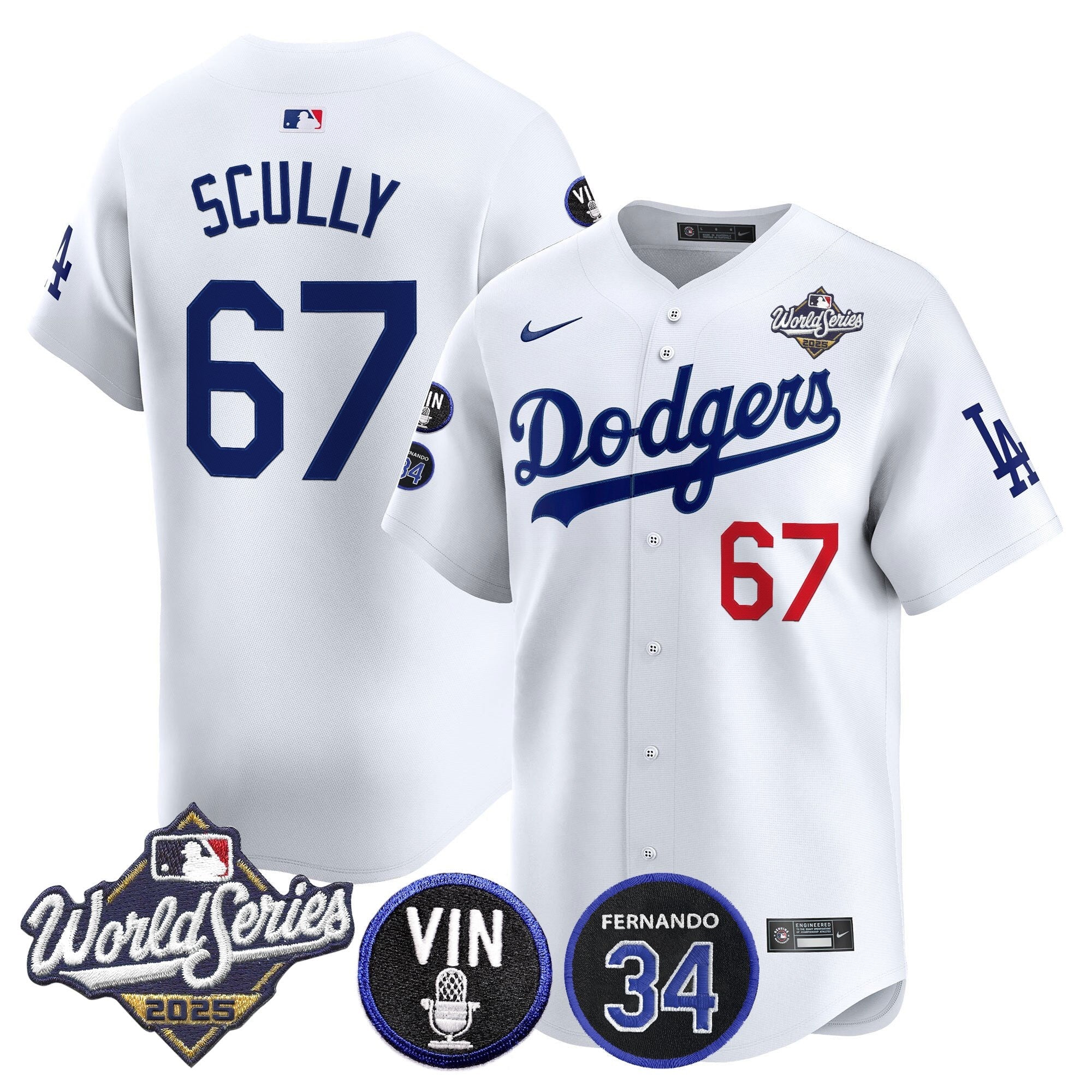 Men’s 2025 World Series Vapor Premier Limited Jersey – Vin Scully & Fernando Patch