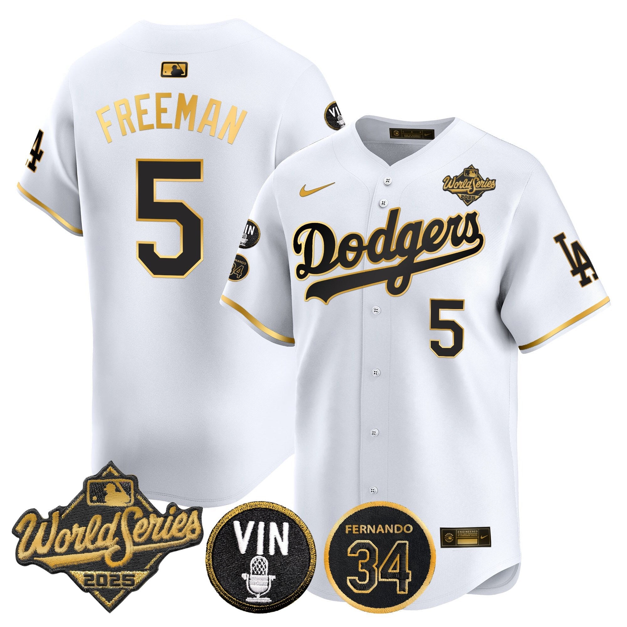 Men’s 2025 World Series Vapor Premier Limited Jersey – Vin Scully & Fernando Patch