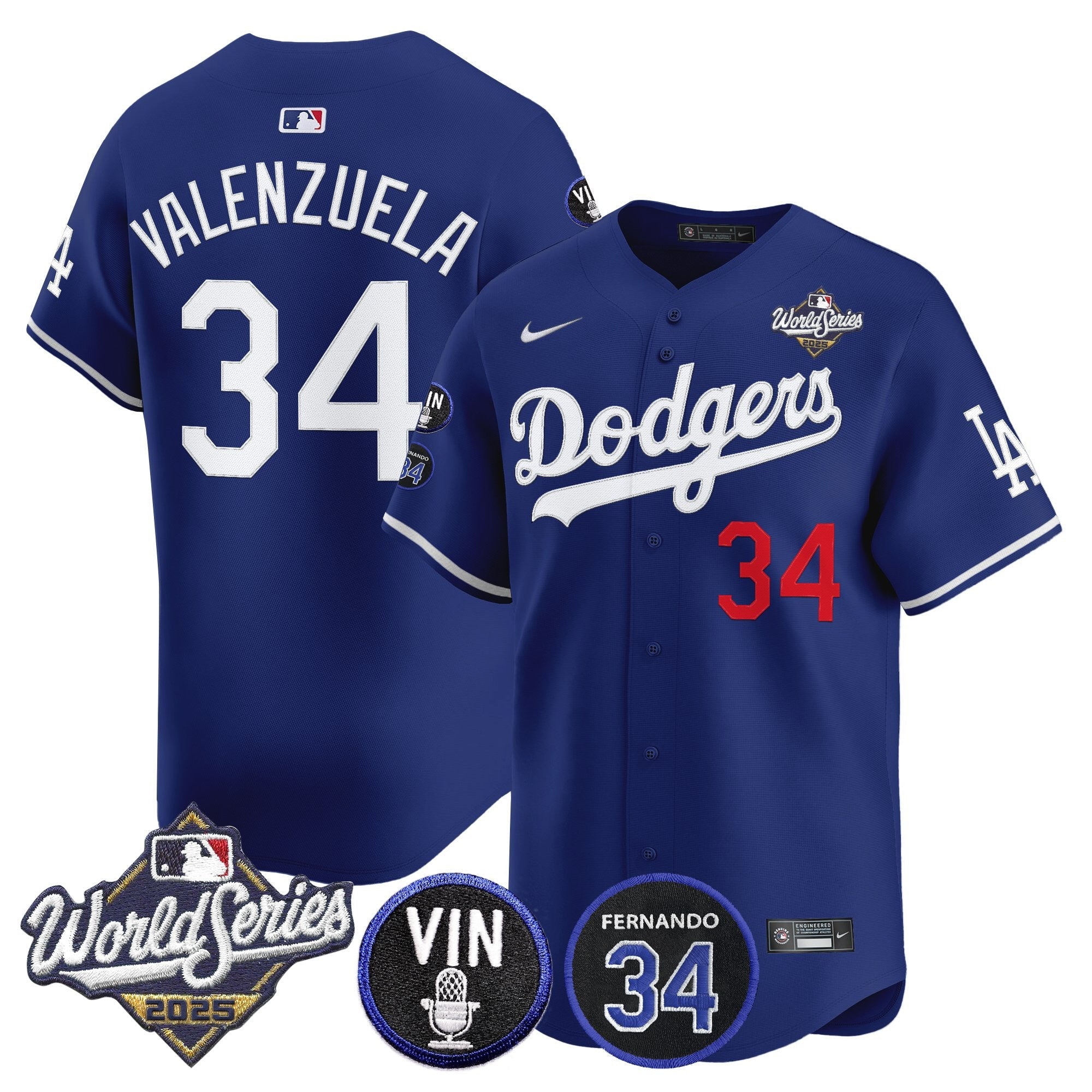 Men’s 2025 World Series Vapor Premier Limited Jersey – Vin Scully & Fernando Patch