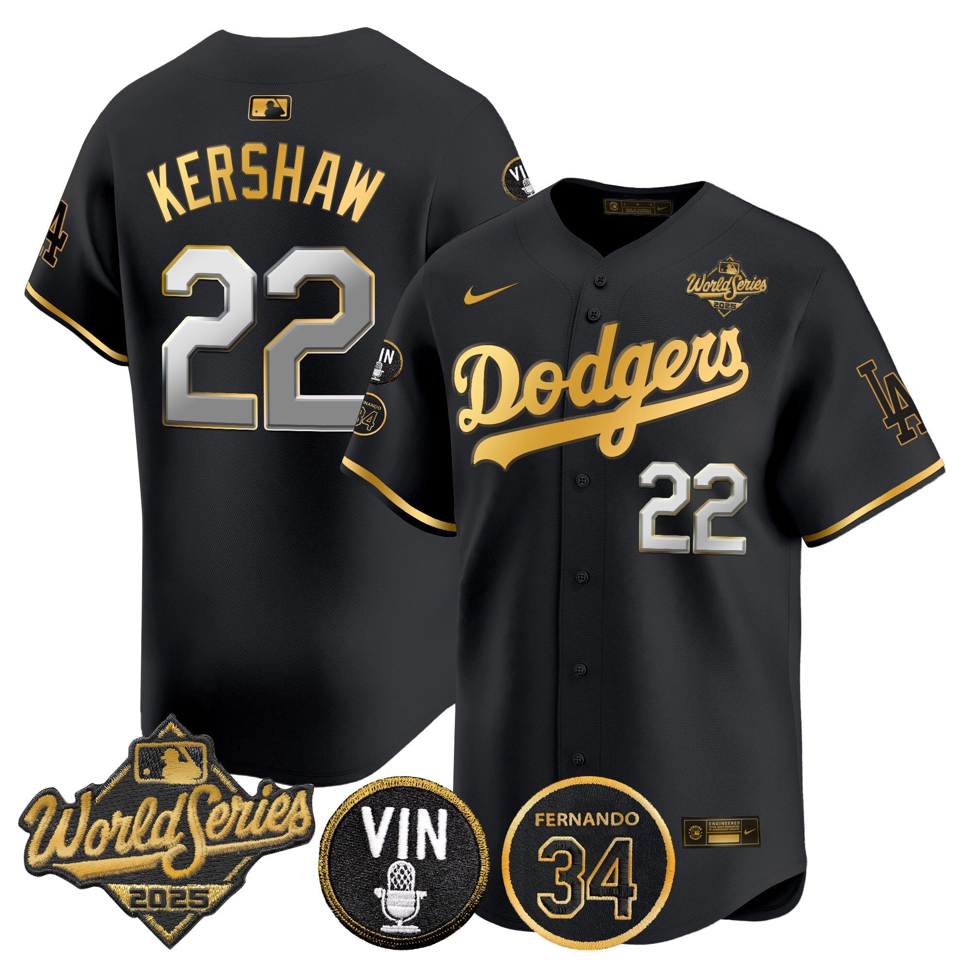 Men’s 2025 World Series Vapor Premier Limited Jersey – Vin Scully & Fernando Patch