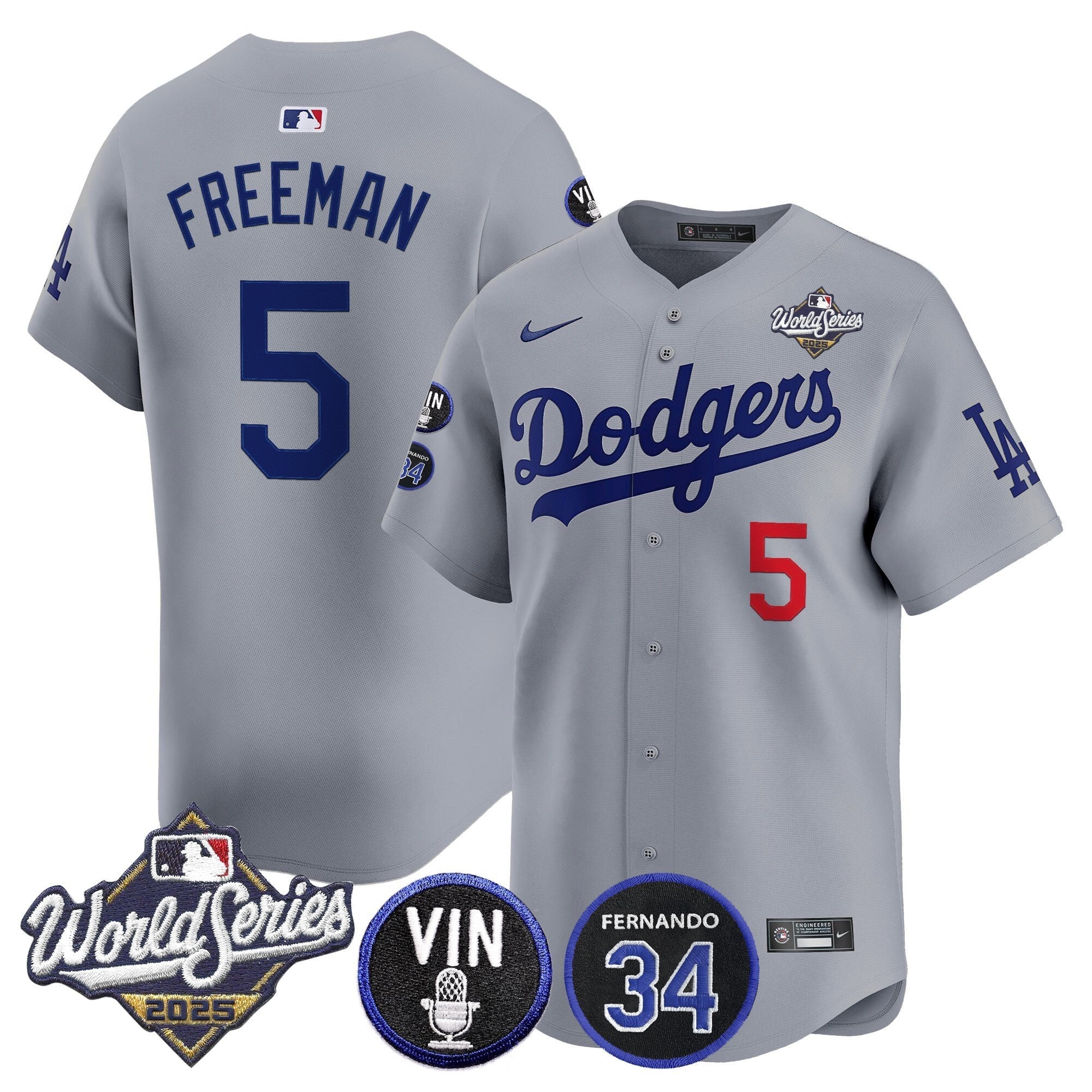 Men’s 2025 World Series Vapor Premier Limited Jersey – Vin Scully & Fernando Patch