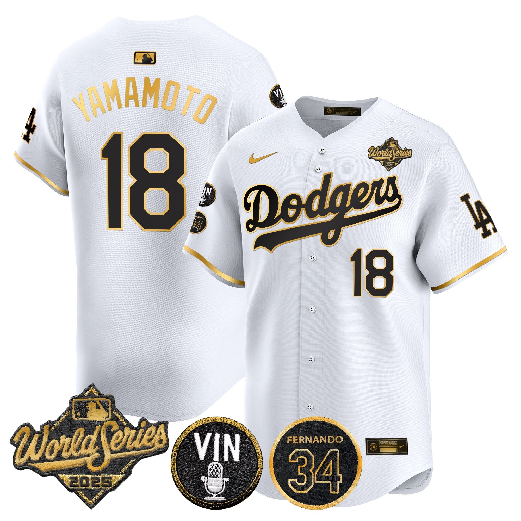 Men’s 2025 World Series Vapor Premier Limited Jersey – Vin Scully & Fernando Patch