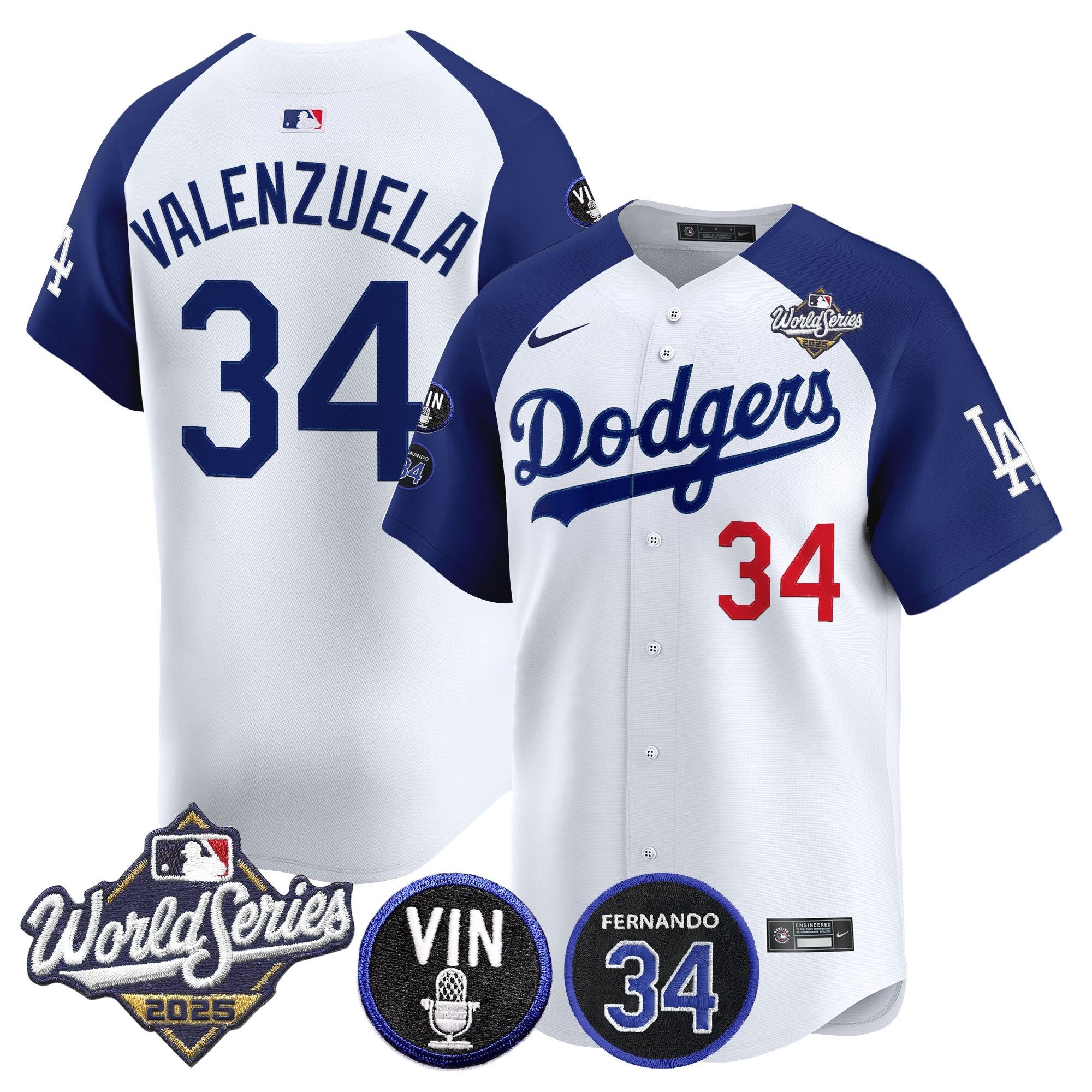 Men’s 2025 World Series Vapor Premier Limited Jersey – Vin Scully & Fernando Patch