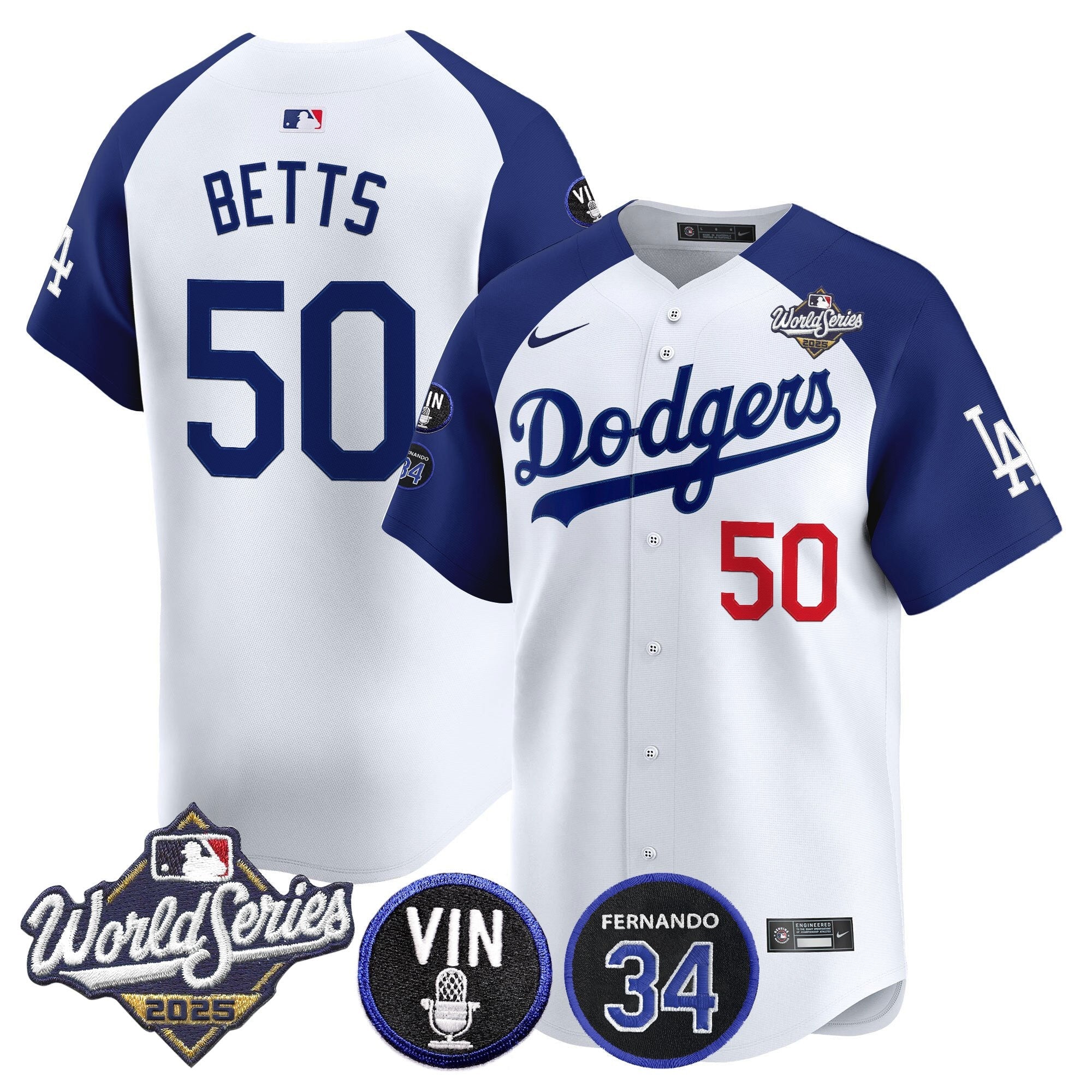 Men’s 2025 World Series Vapor Premier Limited Jersey – Vin Scully & Fernando Patch