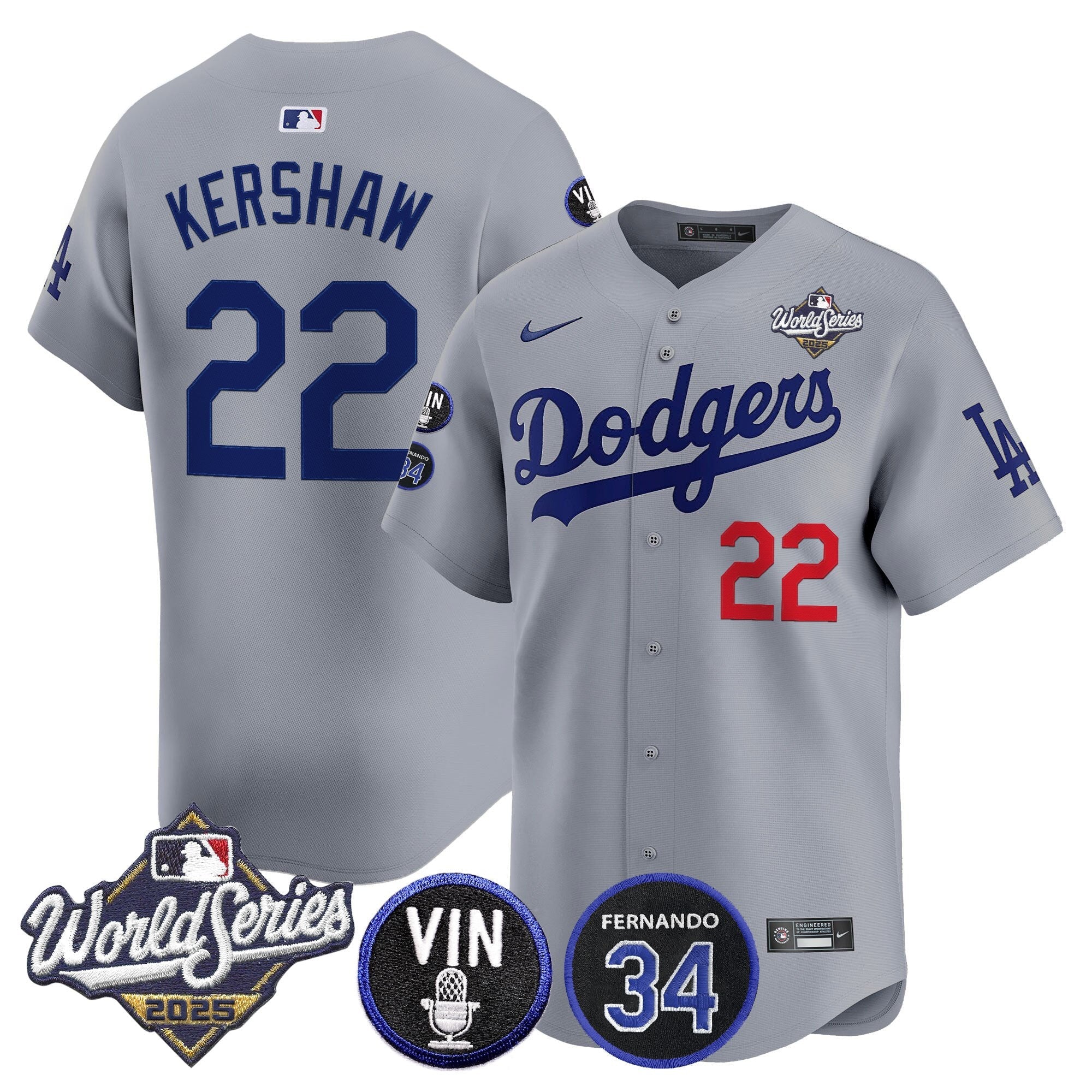 Men’s 2025 World Series Vapor Premier Limited Jersey – Vin Scully & Fernando Patch
