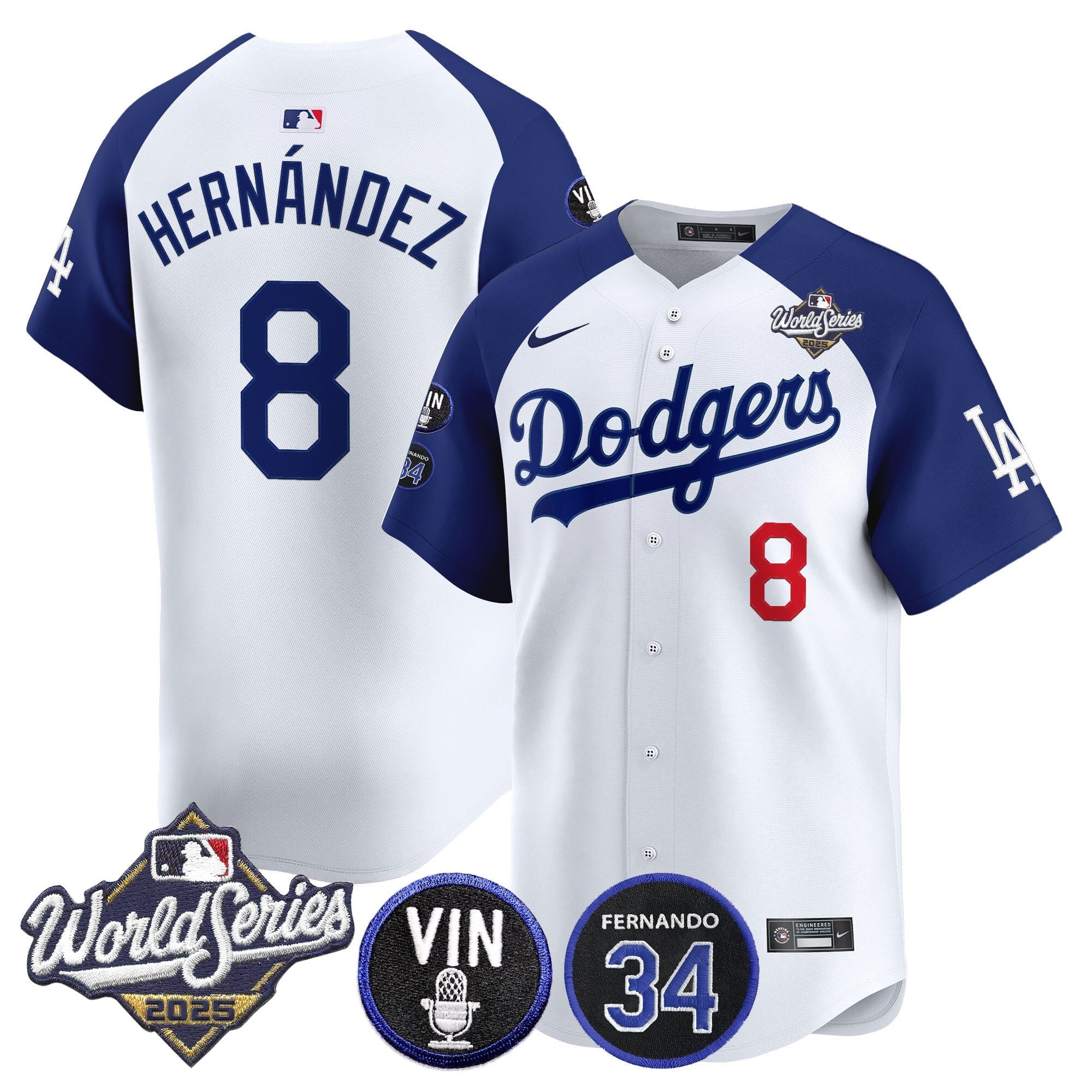 Men’s 2025 World Series Vapor Premier Limited Jersey – Vin Scully & Fernando Patch