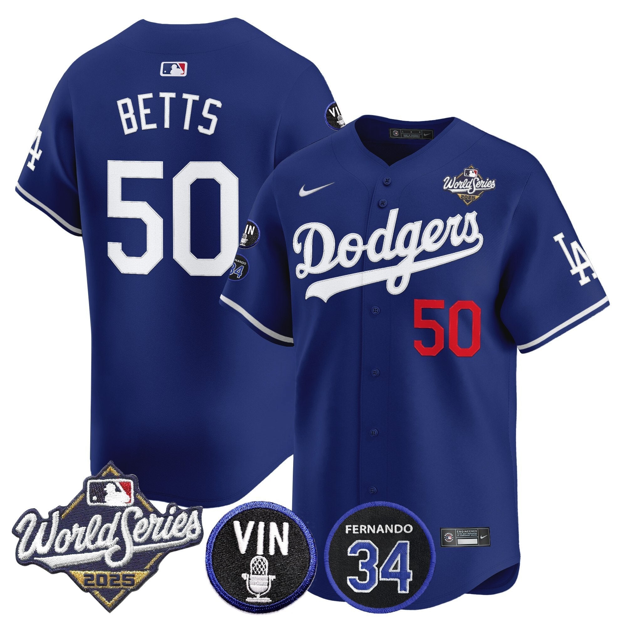 Men’s 2025 World Series Vapor Premier Limited Jersey – Vin Scully & Fernando Patch