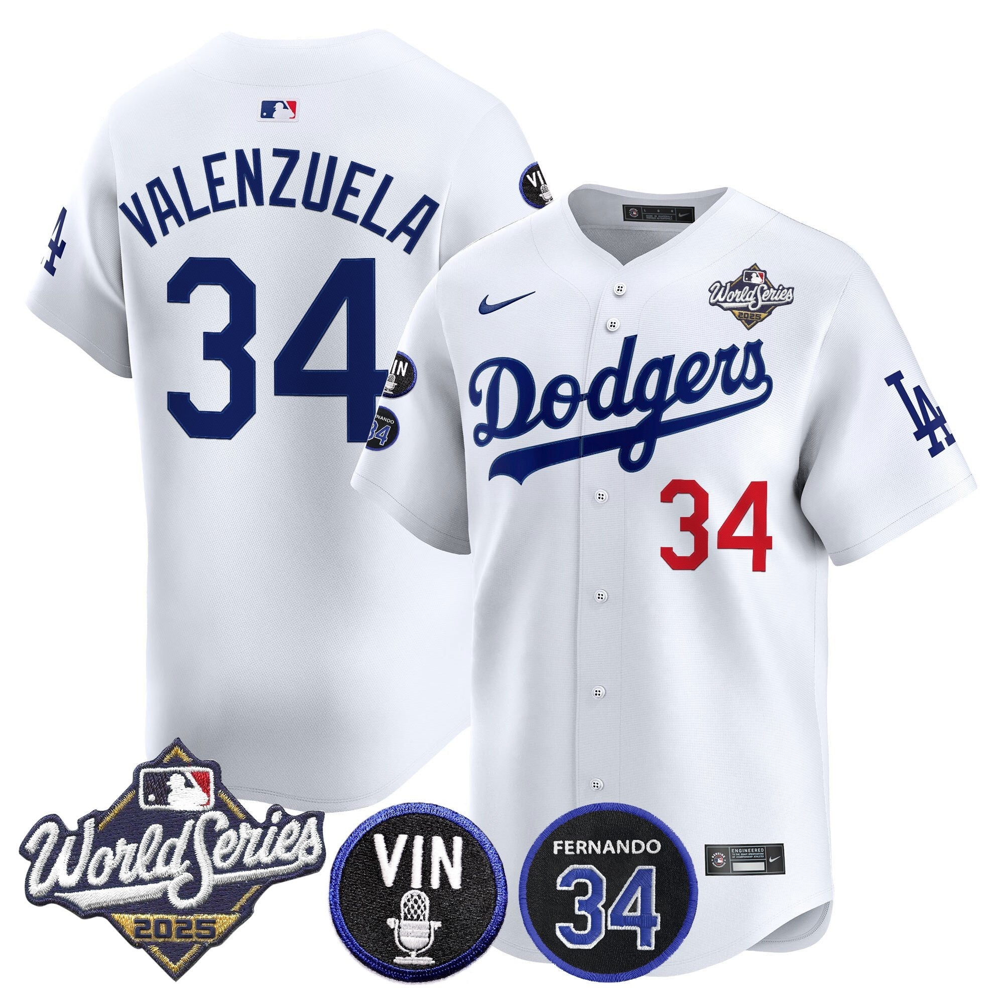 Men’s 2025 World Series Vapor Premier Limited Jersey – Vin Scully & Fernando Patch