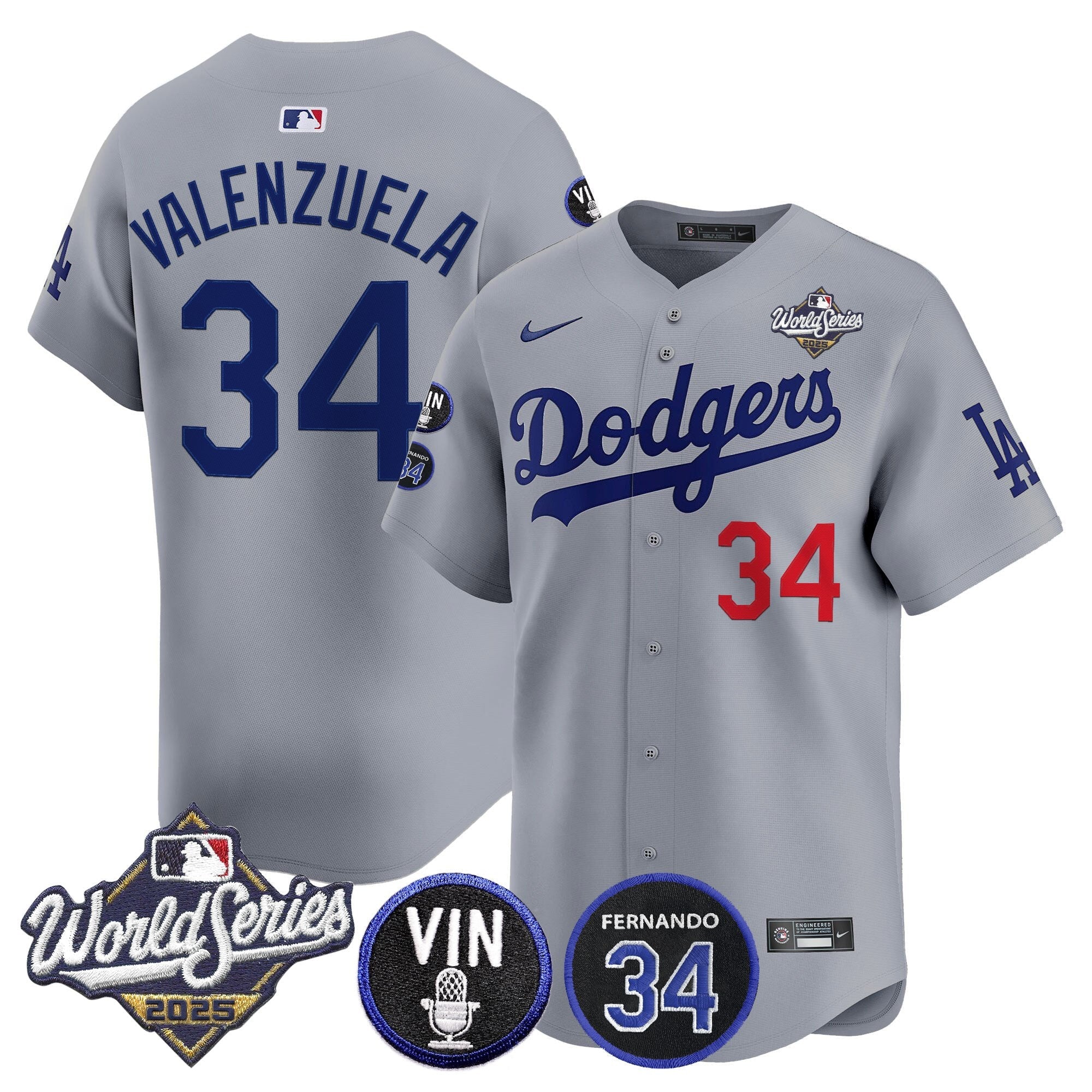 Men’s 2025 World Series Vapor Premier Limited Jersey – Vin Scully & Fernando Patch