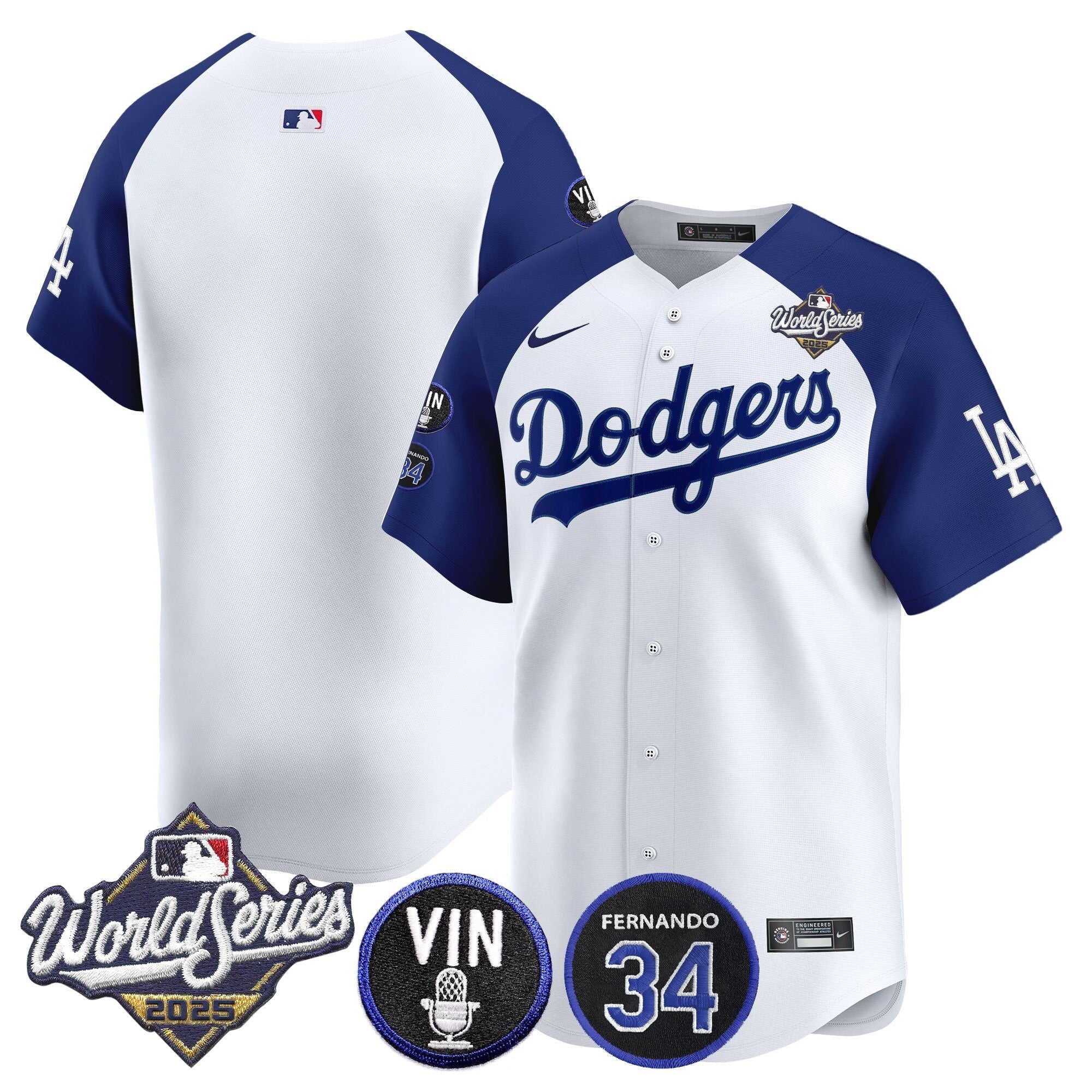 Men’s 2025 World Series Vapor Premier Limited Jersey – Vin Scully & Fernando Patch