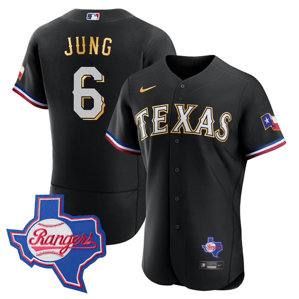 Men’s Texas Gold Trim Flex Base Jersey – Texas Patch