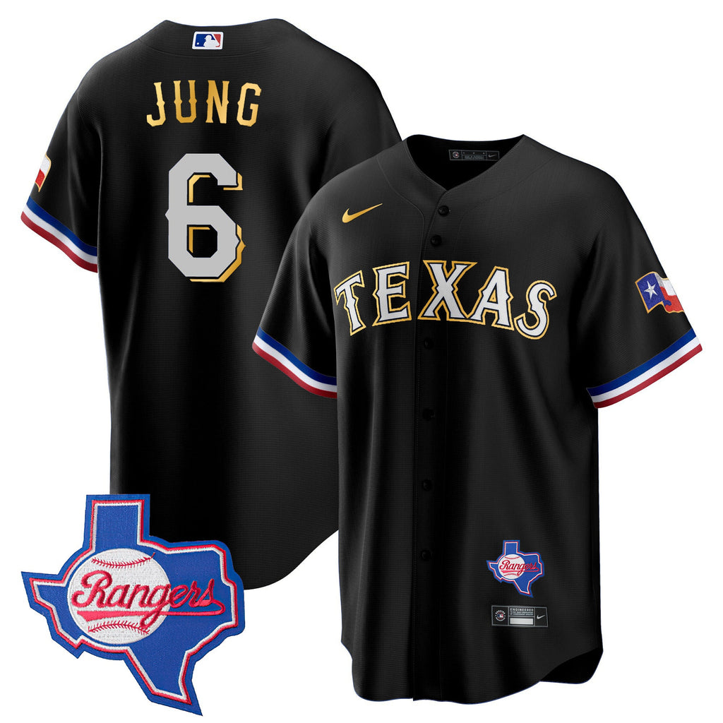 Men’s Texas Gold Trim Cool Base Jersey – Texas Patch