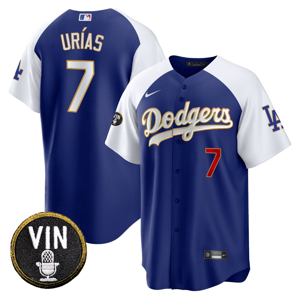 Men’s Vin Scully Patch Cool Base Gold Trim Jersey V2