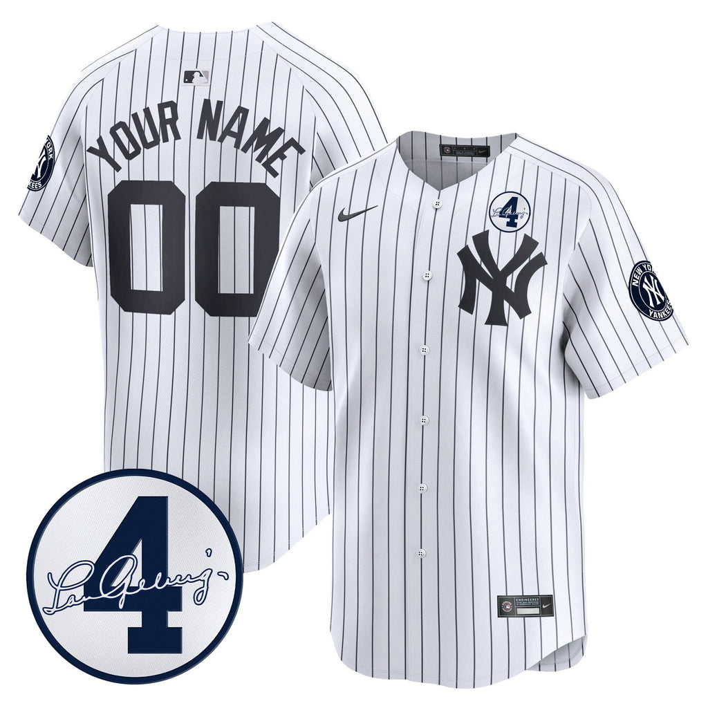 New York Lou Gehrig Patch Vapor Premier Limited Custom Jersey