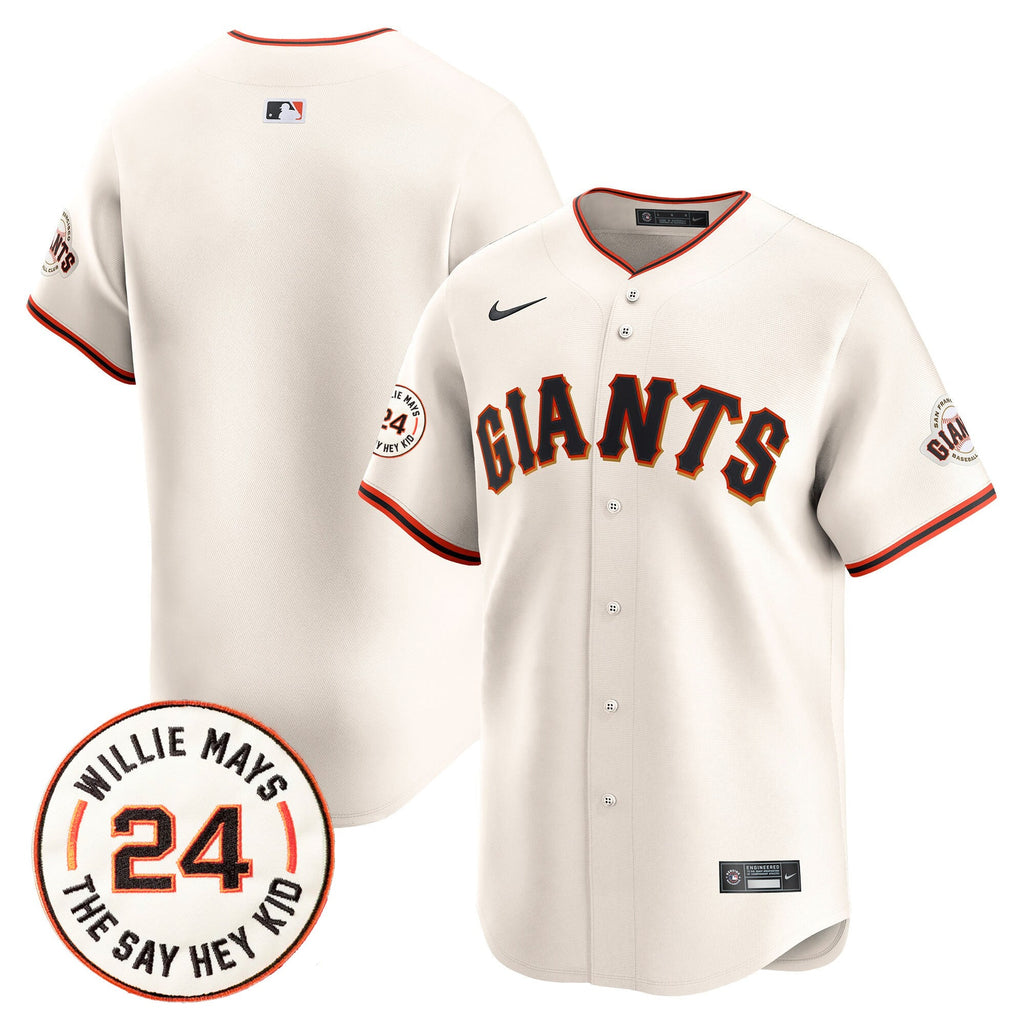 Men’s San Francisco 2024 Willie Mays Patch Vapor Premier Limited Jersey V6