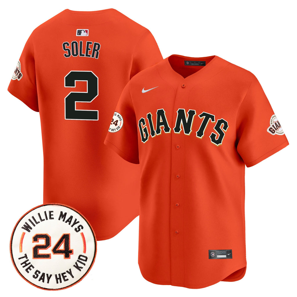 Men’s San Francisco 2024 Willie Mays Patch Vapor Premier Limited Jersey V6