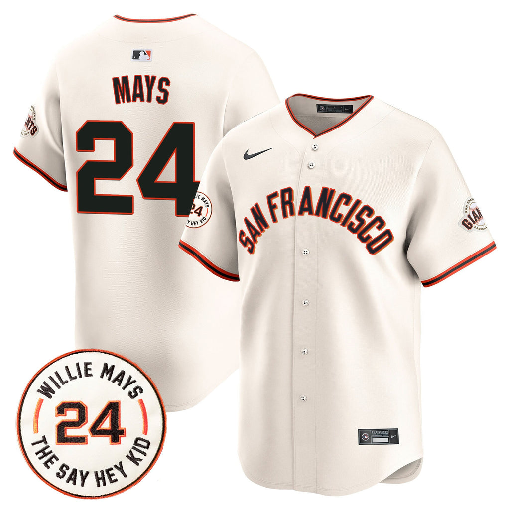 Men’s San Francisco 2024 Willie Mays Patch Vapor Premier Limited Jersey V5