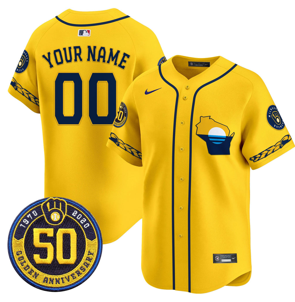 Milwaukee Golden 50th Anniversary Patch Vapor Premier Limited Custom Jersey