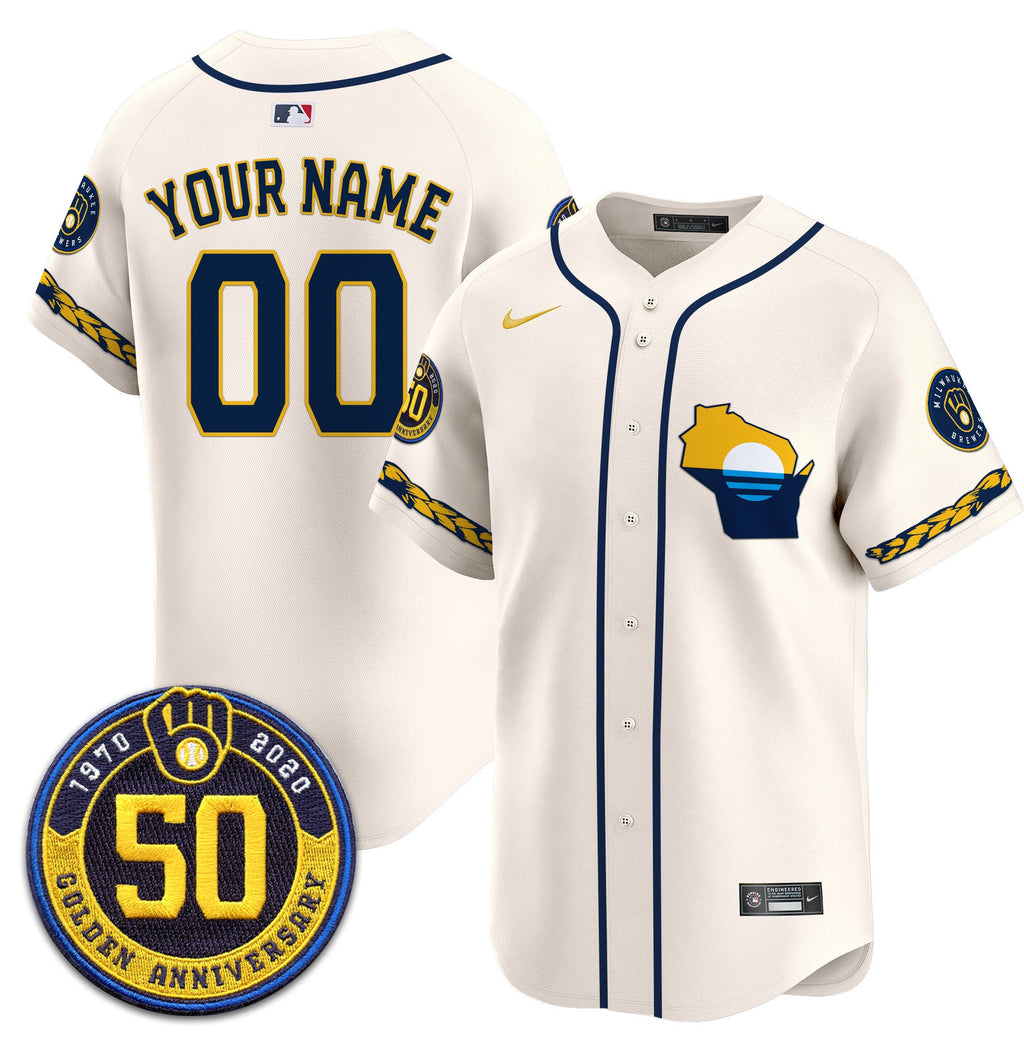 Milwaukee Golden 50th Anniversary Patch Vapor Premier Limited Custom Jersey