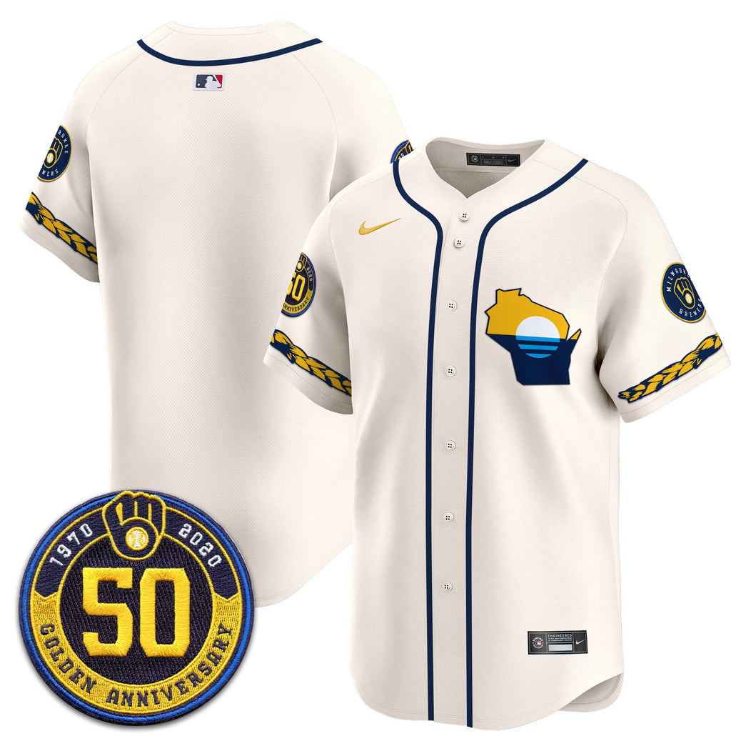 Men’s Milwaukee Golden 50th Anniversary Patch Vapor Premier Limited Jersey