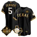 Corey Seager Texas 2023 World Series & Texas State Patch Gold Jersey