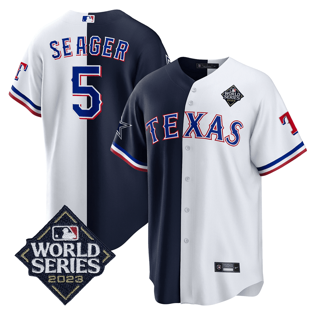 Men’s Split Rangers – 2023 World Series Patch Cool Base Jersey