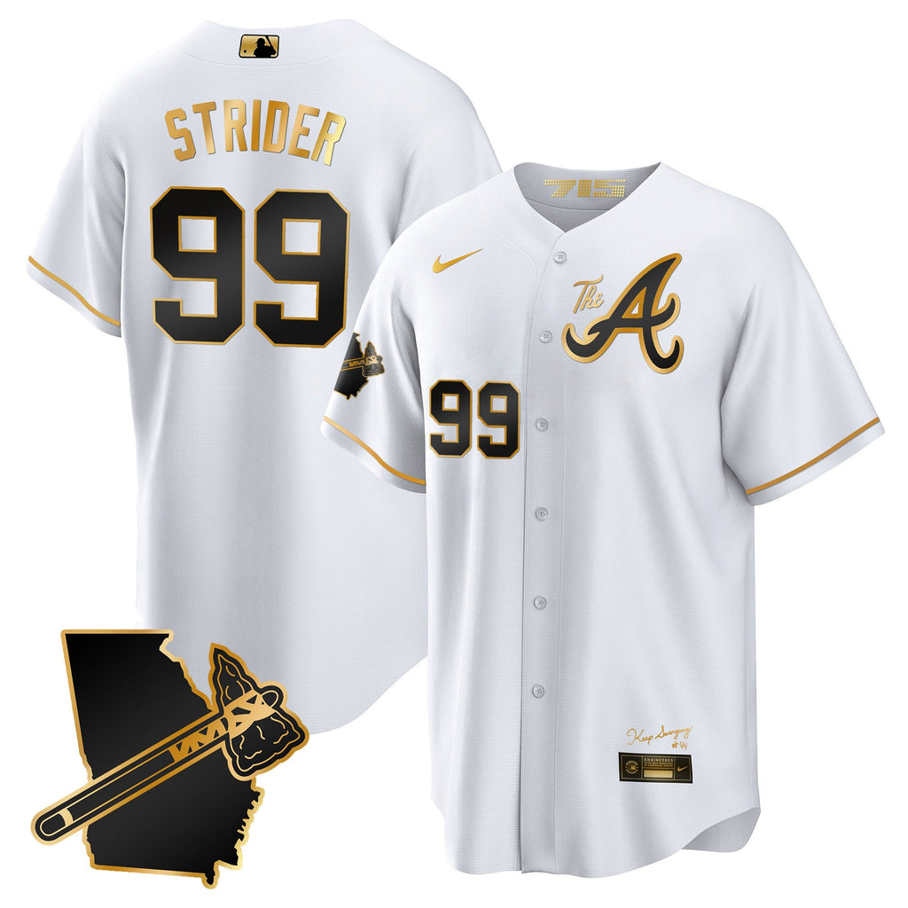 Men’s Atlanta The A Gold Cool Base Jersey – Georgia Patch