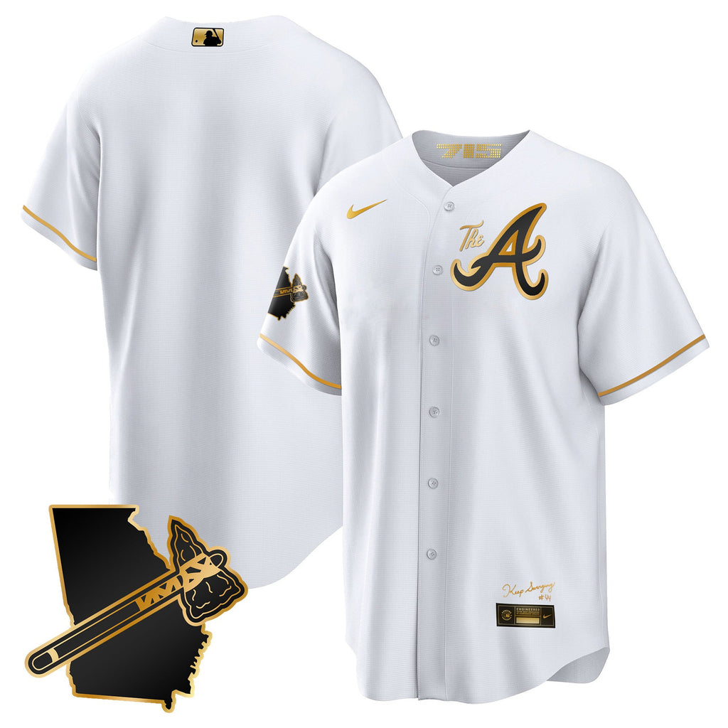 Men’s Atlanta The A Gold Cool Base Jersey – Georgia Patch