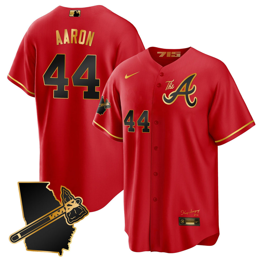 Men’s Atlanta The A Gold Cool Base Jersey – Georgia Patch
