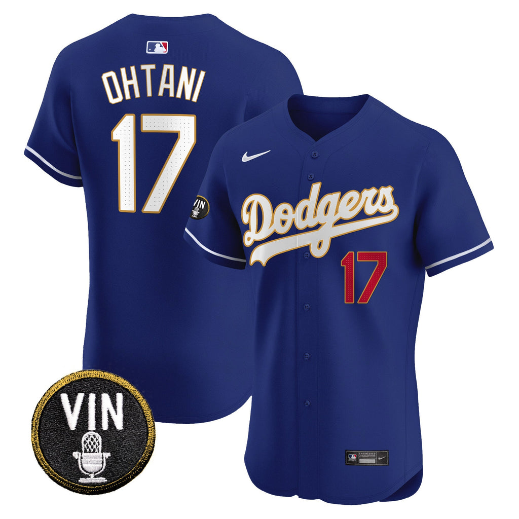 Men’s Vin Scully Patch Gold Trim Vapor Premier Elite Jersey