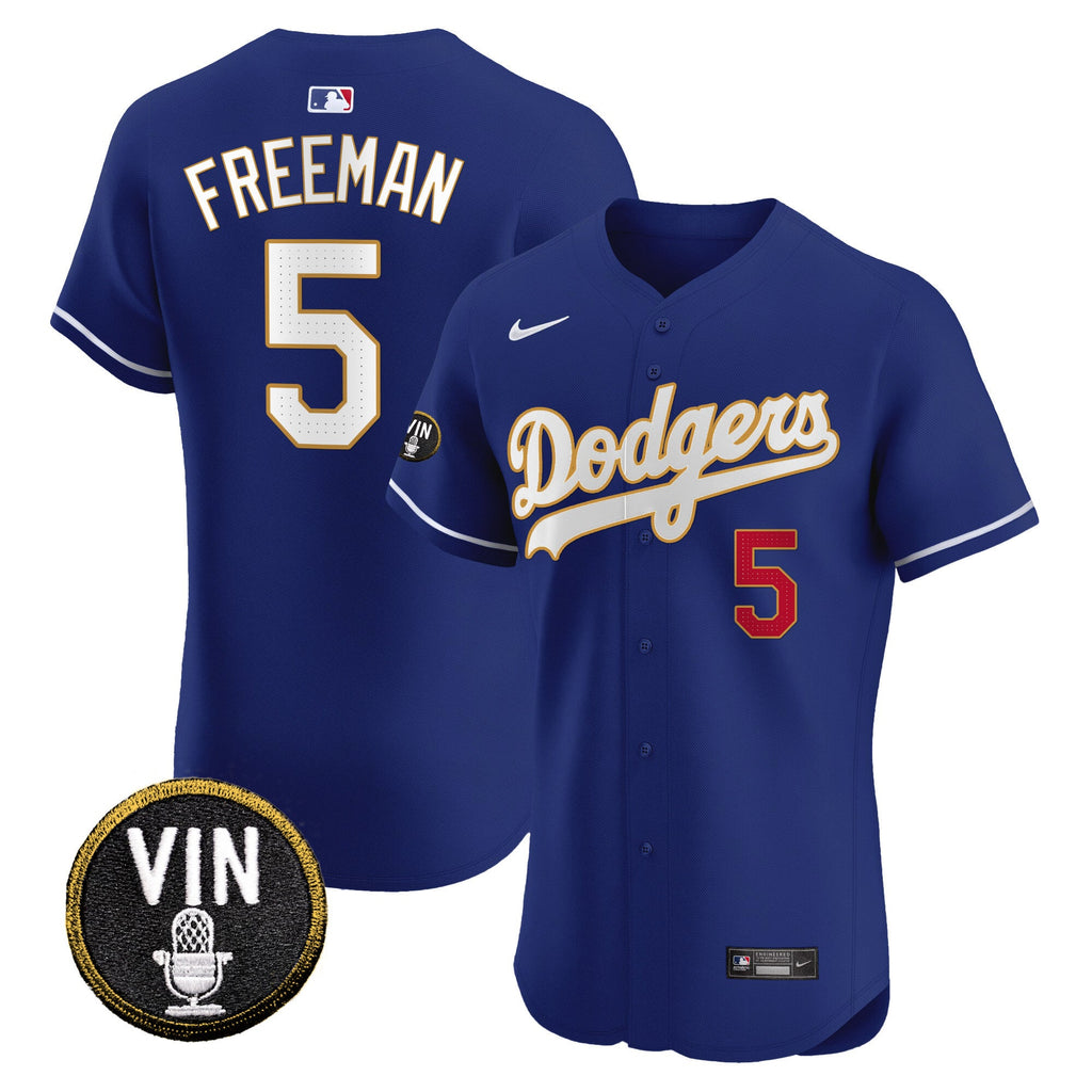 Men’s Vin Scully Patch Gold Trim Vapor Premier Elite Jersey