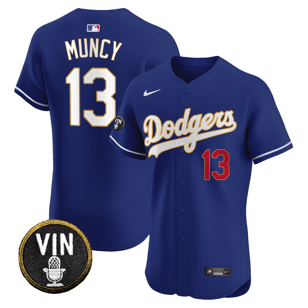 Men’s Vin Scully Patch Gold Trim Vapor Premier Elite Jersey