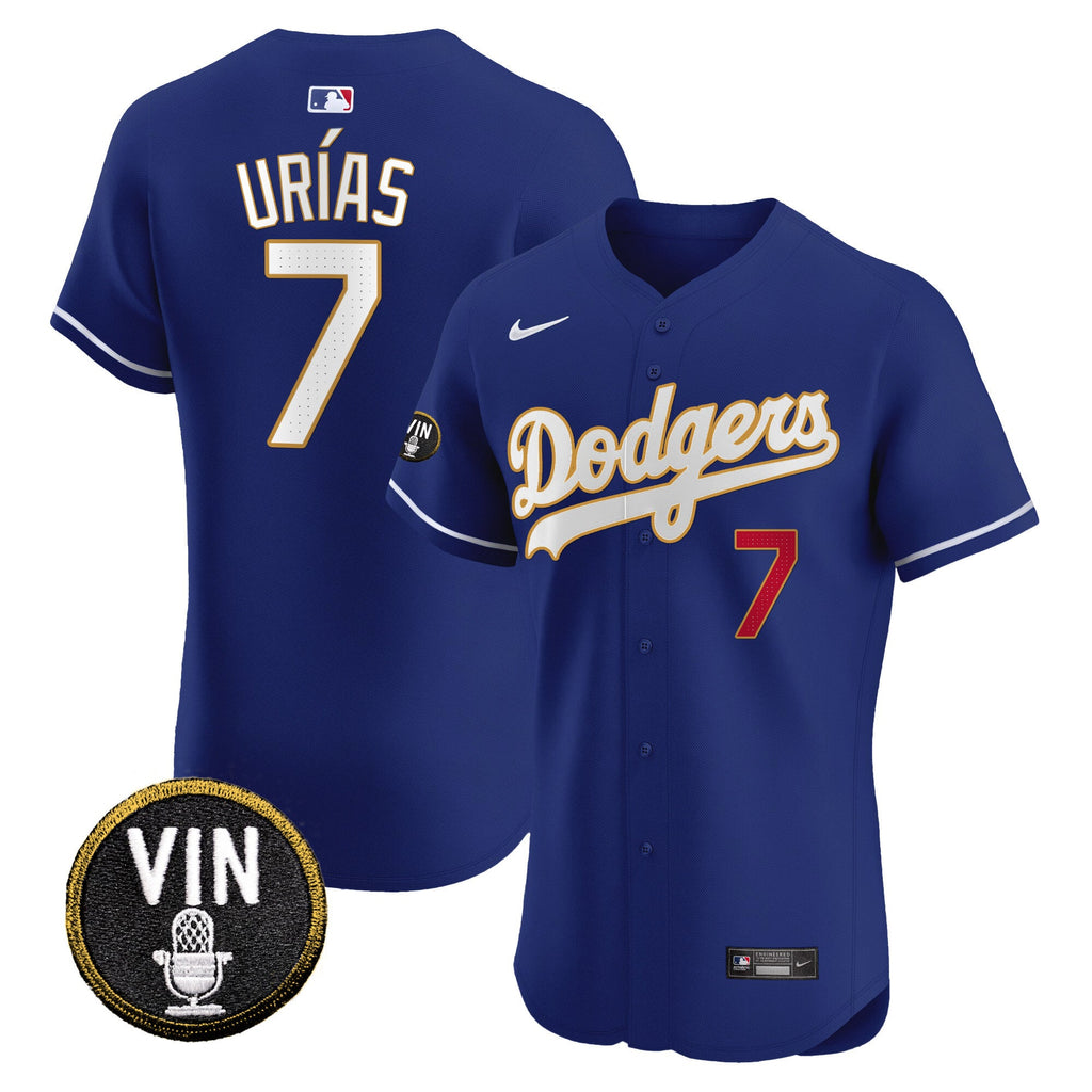 Men’s Vin Scully Patch Gold Trim Vapor Premier Elite Jersey