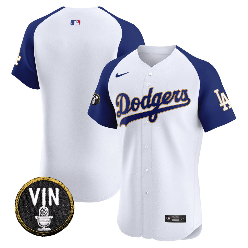 Men’s Vin Scully Patch Gold Trim Vapor Premier Elite Jersey