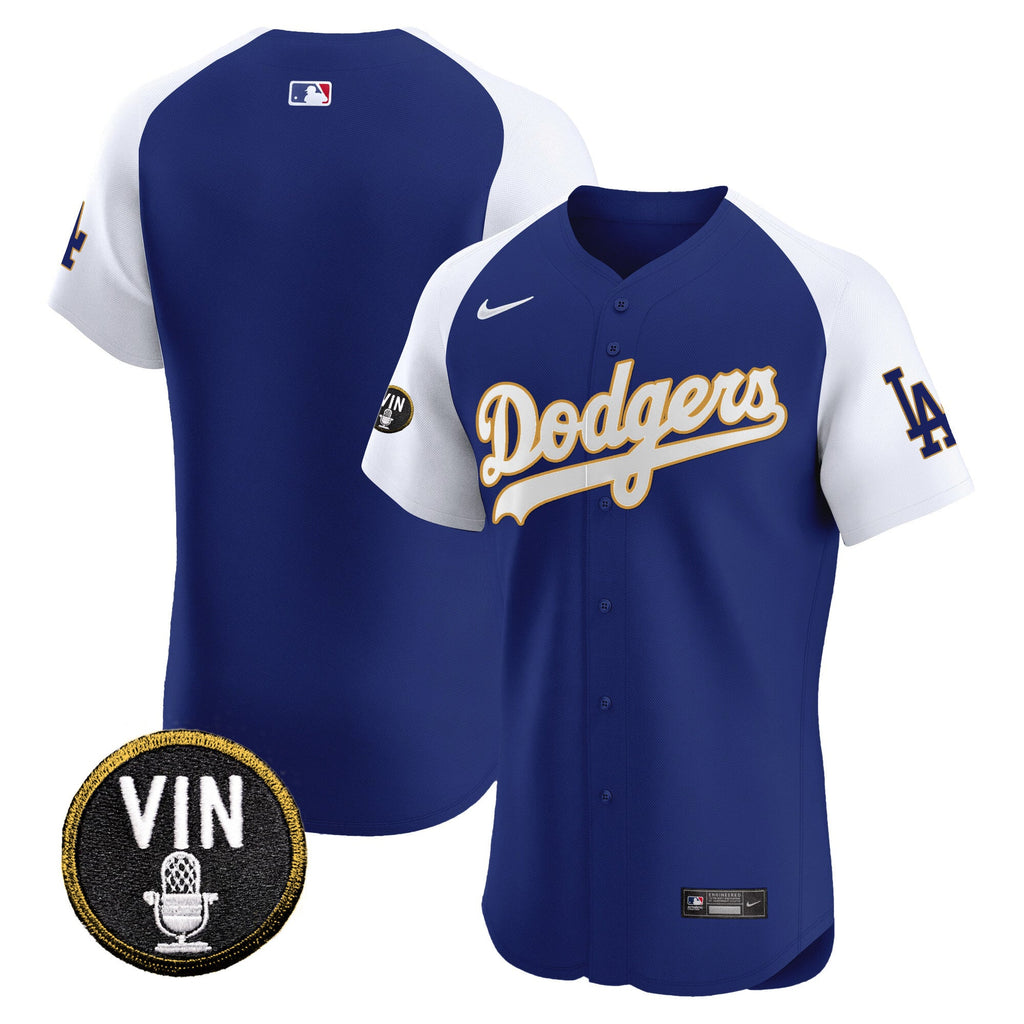 Men’s Vin Scully Patch Gold Trim Vapor Premier Elite Jersey