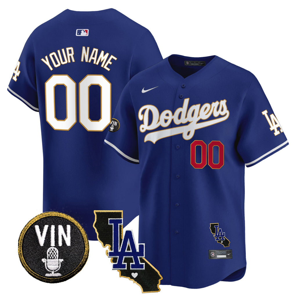 Vin & California Patch Gold Trim Vapor Premier Limited Custom Jersey