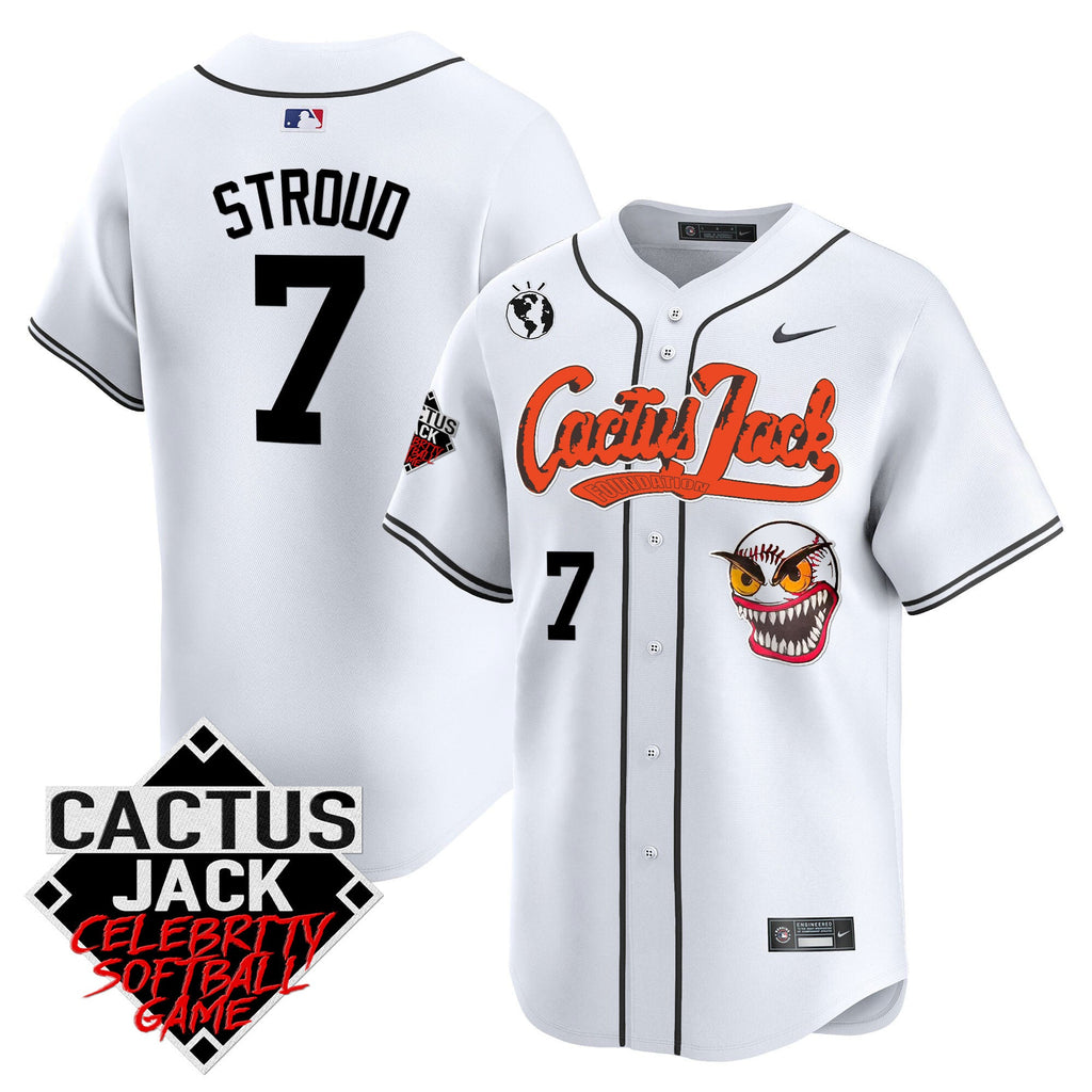Men’s Cactus Jack Celebrity Softball Game Patch Vapor Premier Limited Jersey – Stitched