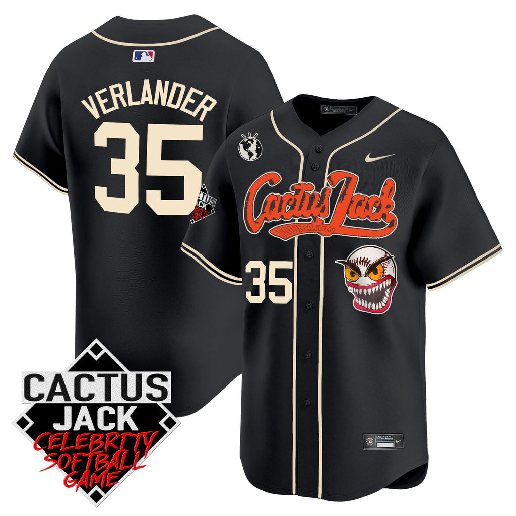 Men’s Cactus Jack Celebrity Softball Game Patch Vapor Premier Limited Jersey – Stitched