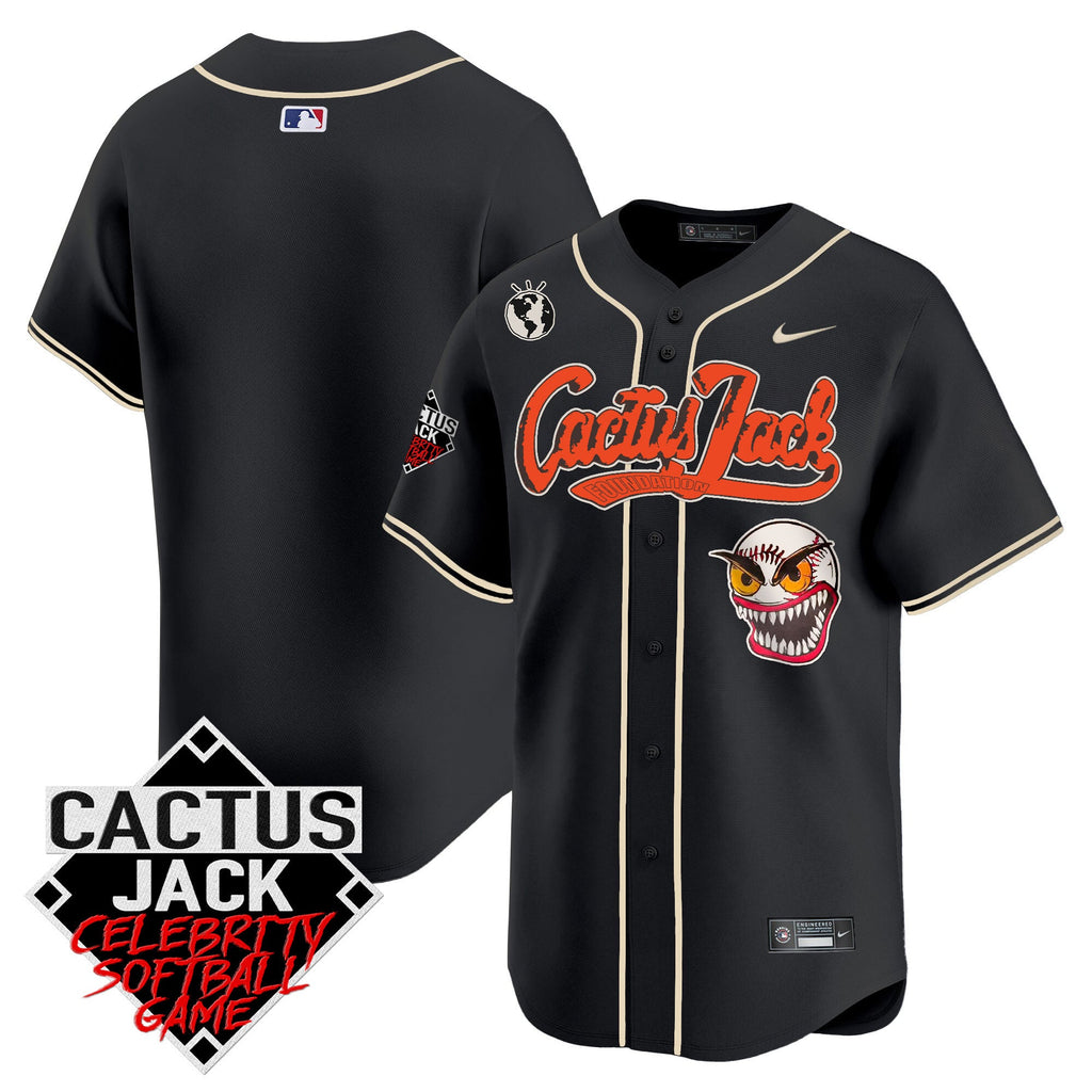 Men’s Cactus Jack Celebrity Softball Game Patch Vapor Premier Limited Jersey – Stitched