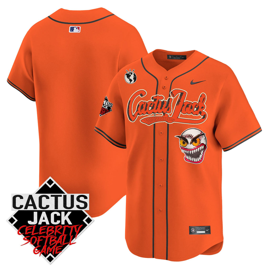 Men’s Cactus Jack Celebrity Softball Game Patch Vapor Premier Limited Jersey – Stitched